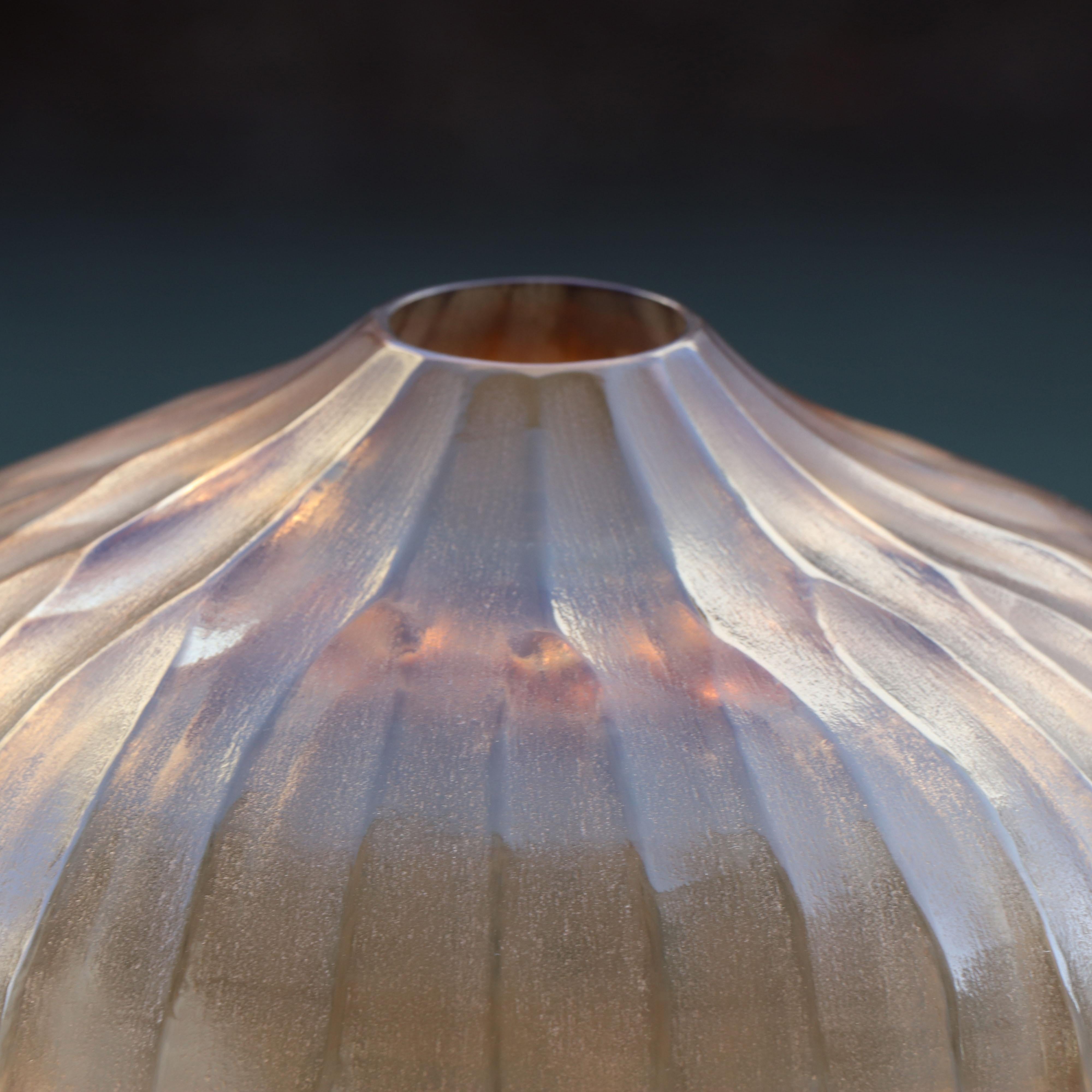 Contemporary 21st Century by Micheluzzi Glass Bulbo Honey Vase Handmade Murano Glass For Sale