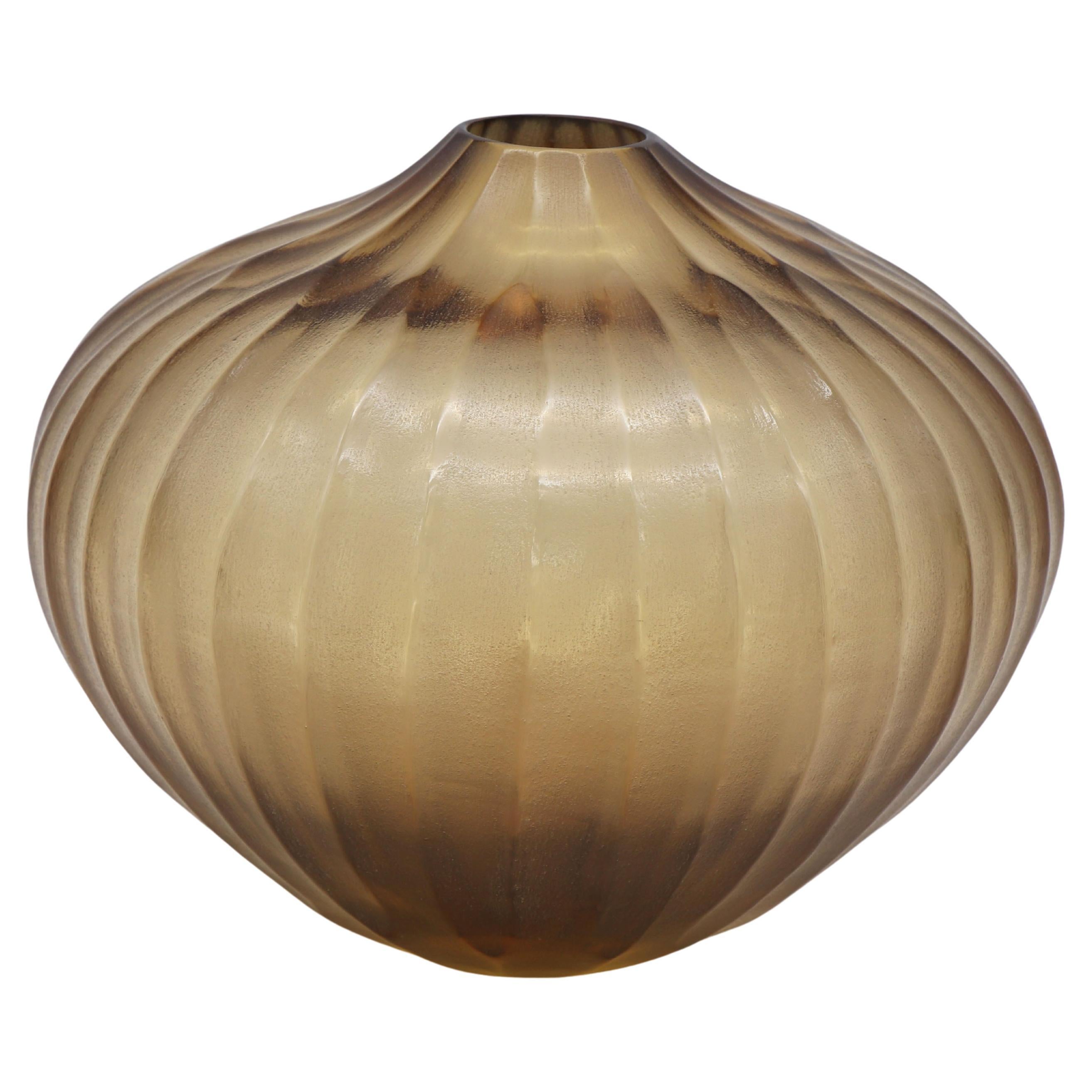 21st Century by Micheluzzi Glass Bulbo Honey Vase Handmade Murano Glass For Sale