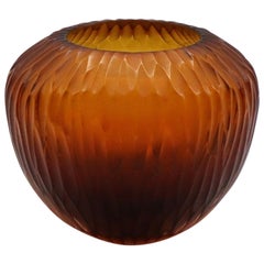 21st Century by Micheluzzi Glass Goccia Amber Vase Handmade Murano Glass