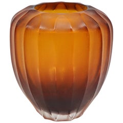 21st Century by Micheluzzi Glass Goccia Amber Vase Handmade Murano Glass