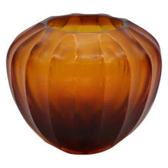 21st Century by Micheluzzi Glass Goccia Amber Vase Handmade Murano Glass