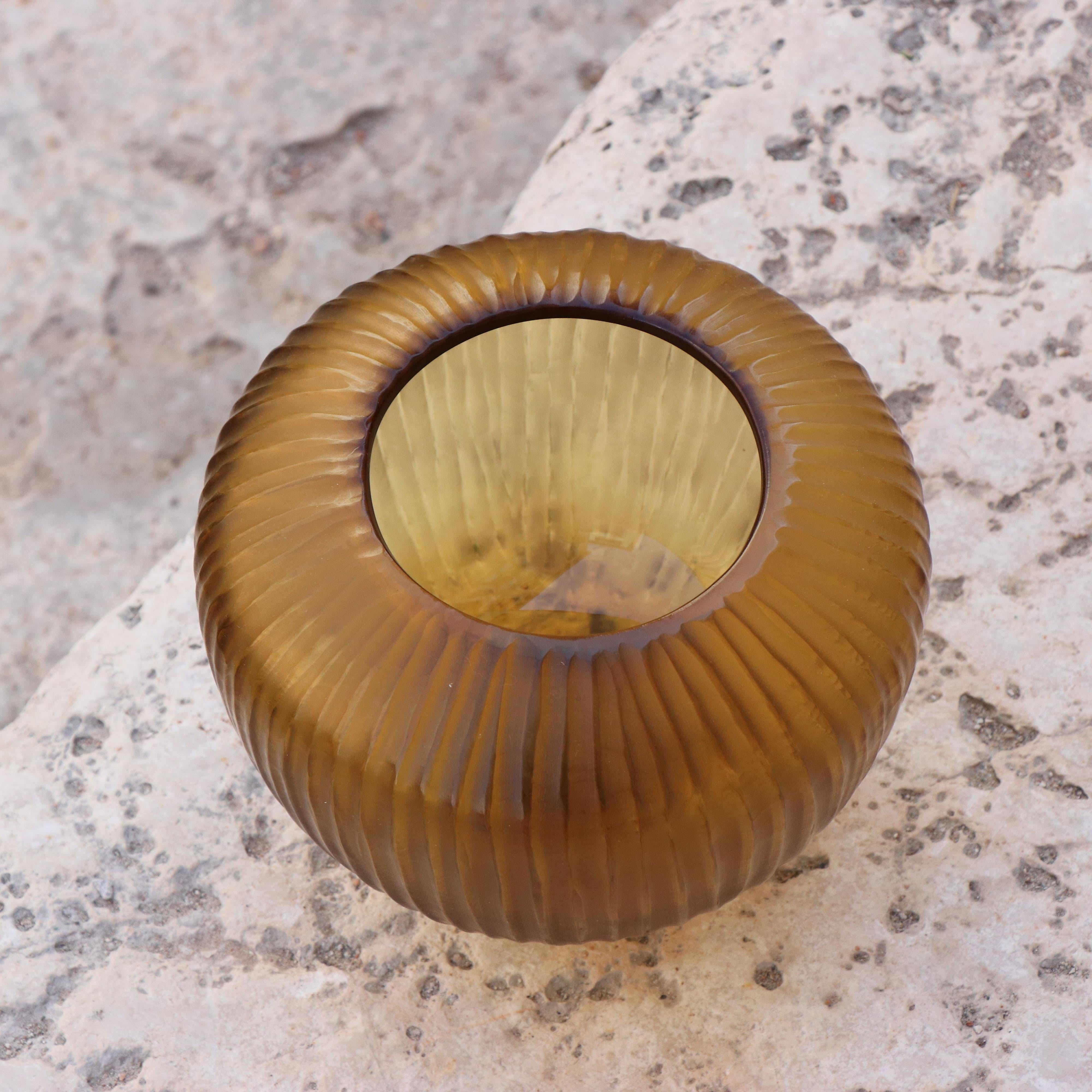 Italian 21st Century by Micheluzzi Glass Goccia Honey Vase Handmade Murano Glass