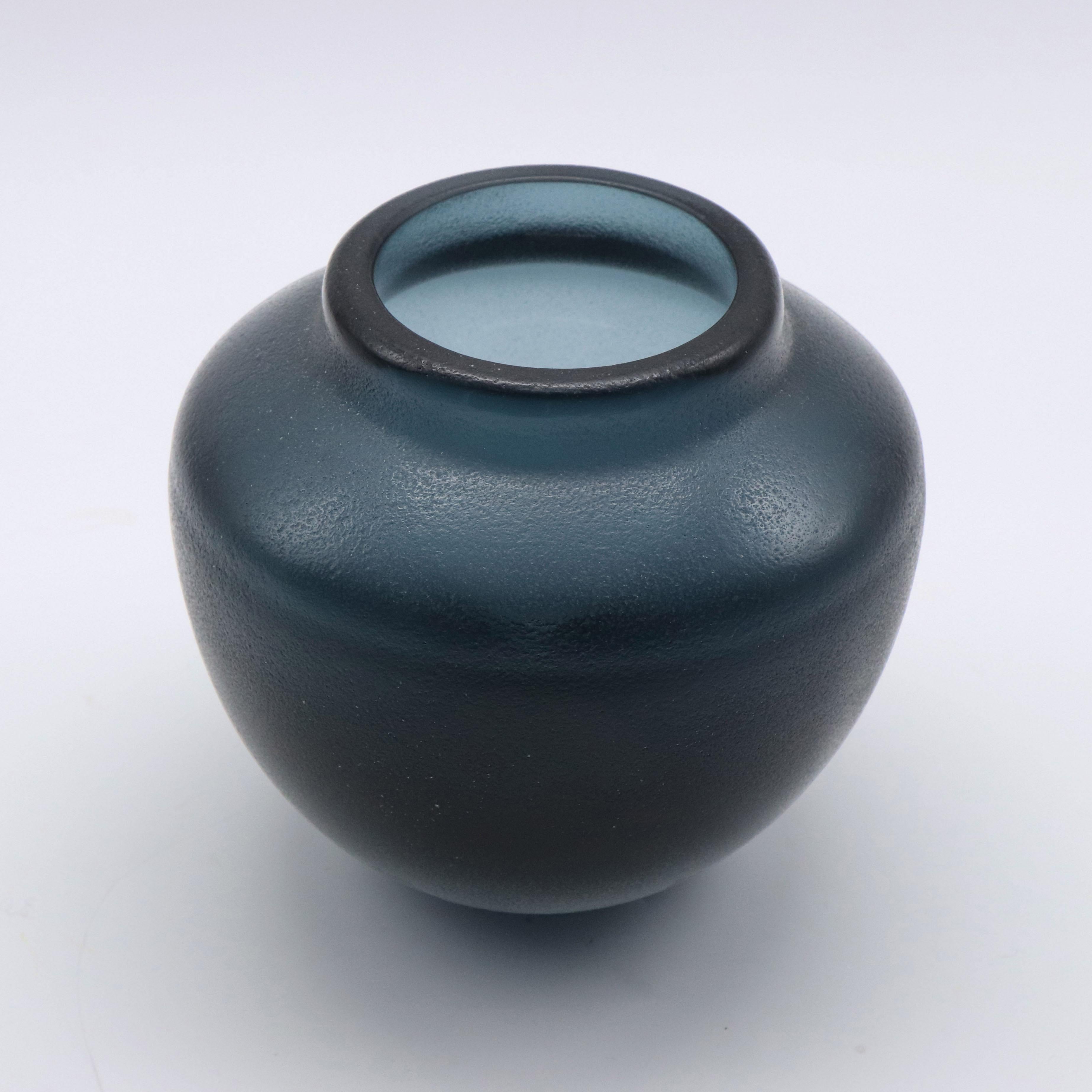 Italian 21st Century by Micheluzzi Glass Goccia Ocean Blue Vase Handmade Murano Glass