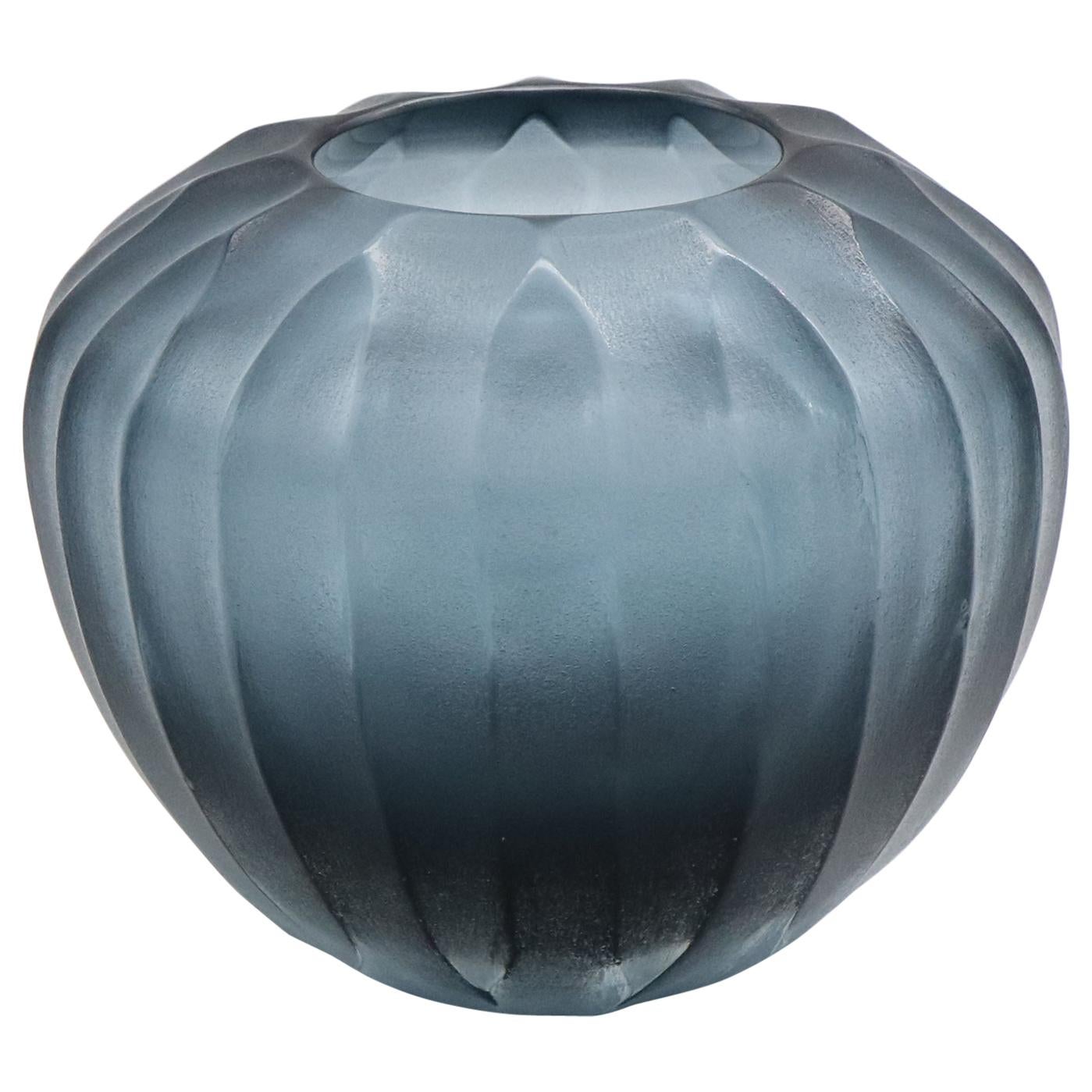 21st Century by Micheluzzi Glass Goccia Ocean Blue Vase Handmade Murano Glass For Sale