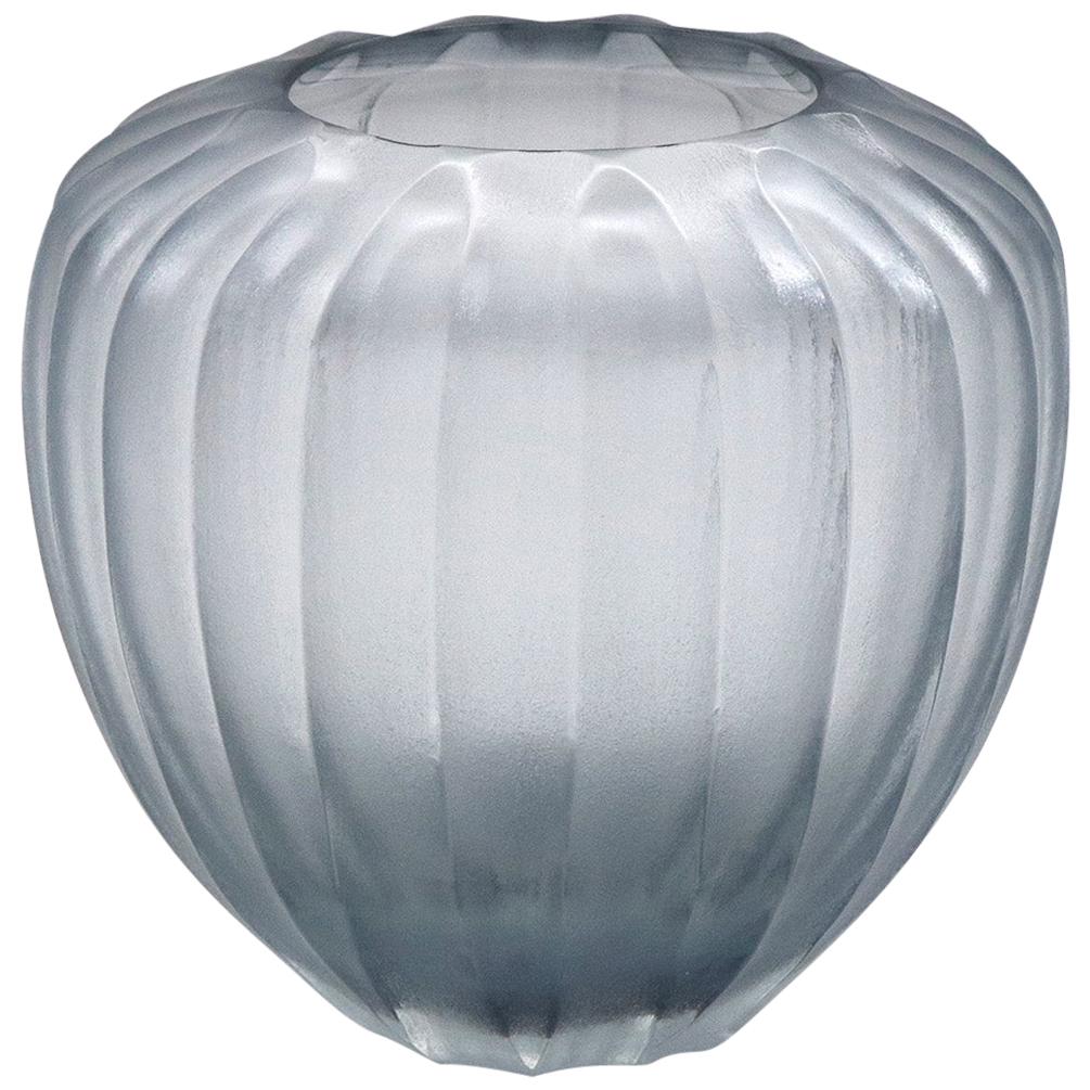 21st Century by Micheluzzi Glass Goccia Silver Grey Vase Handmade Murano Glass