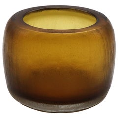 21st Century by Micheluzzi Glass Pozzo Amber Vase Handmade Murano Glass