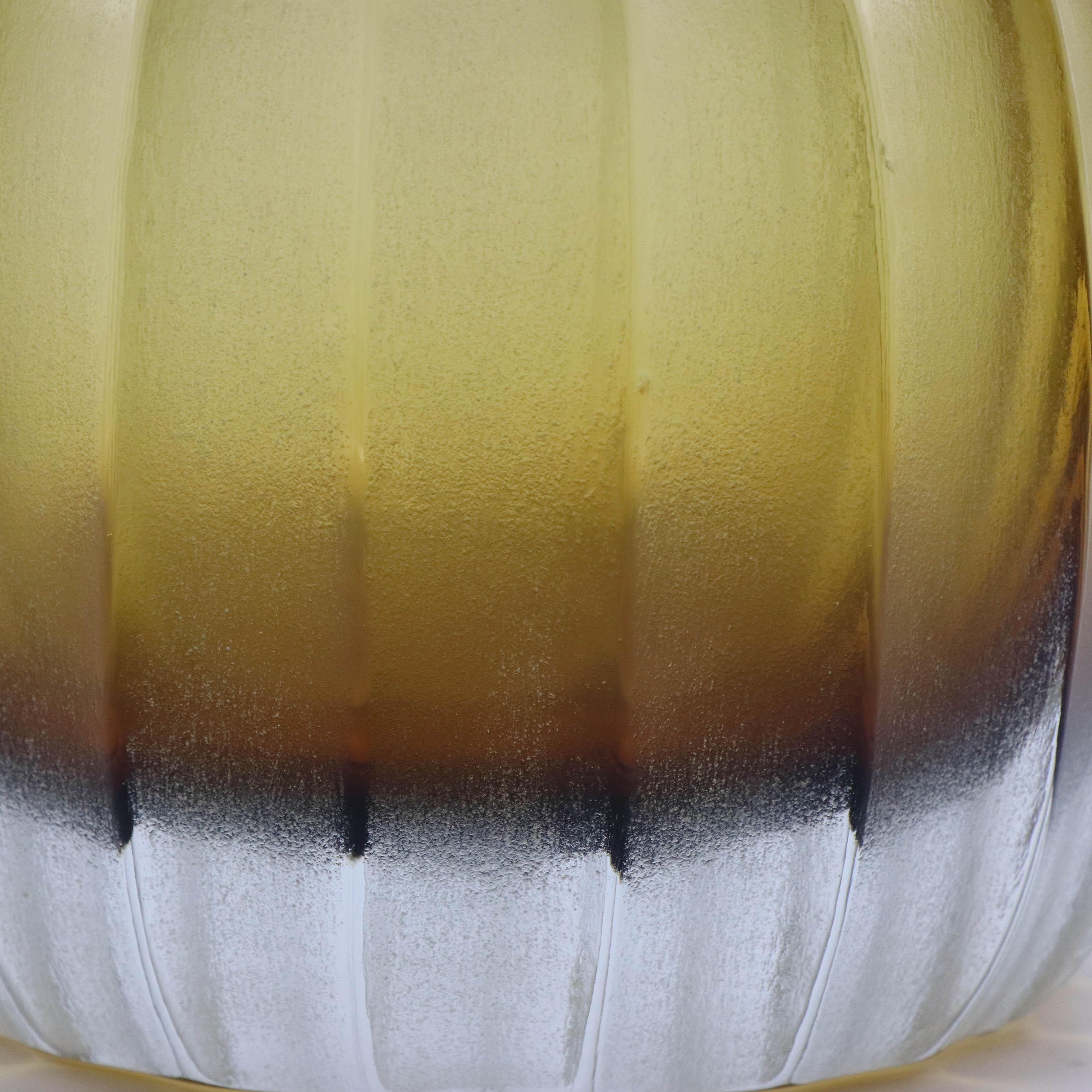 Hand-Carved 21st Century by Micheluzzi Glass Pozzo Honey Vase Handmade Murano Glass For Sale
