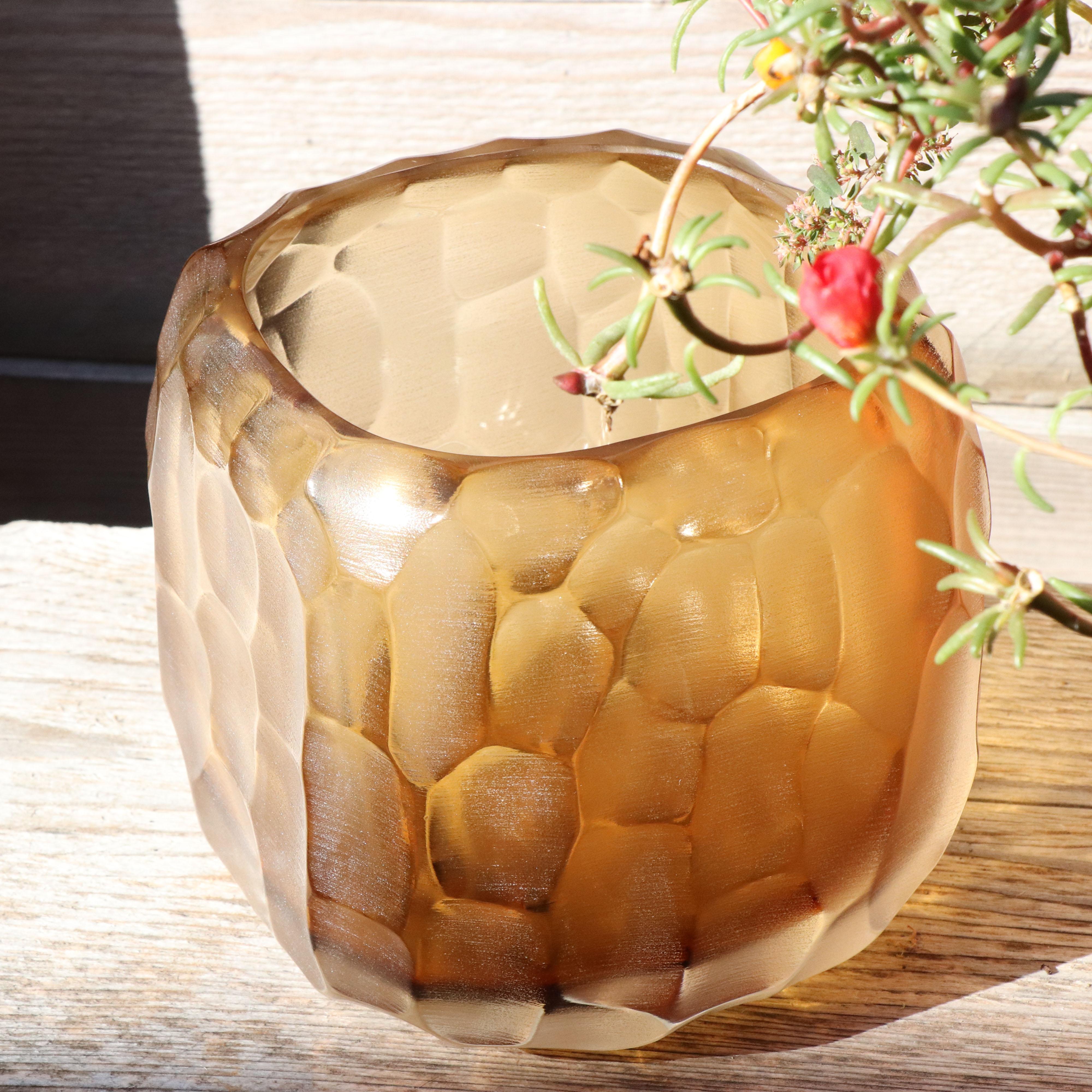 Contemporary 21st Century by Micheluzzi Glass Pozzo Honey Vase Handmade Murano Glass For Sale