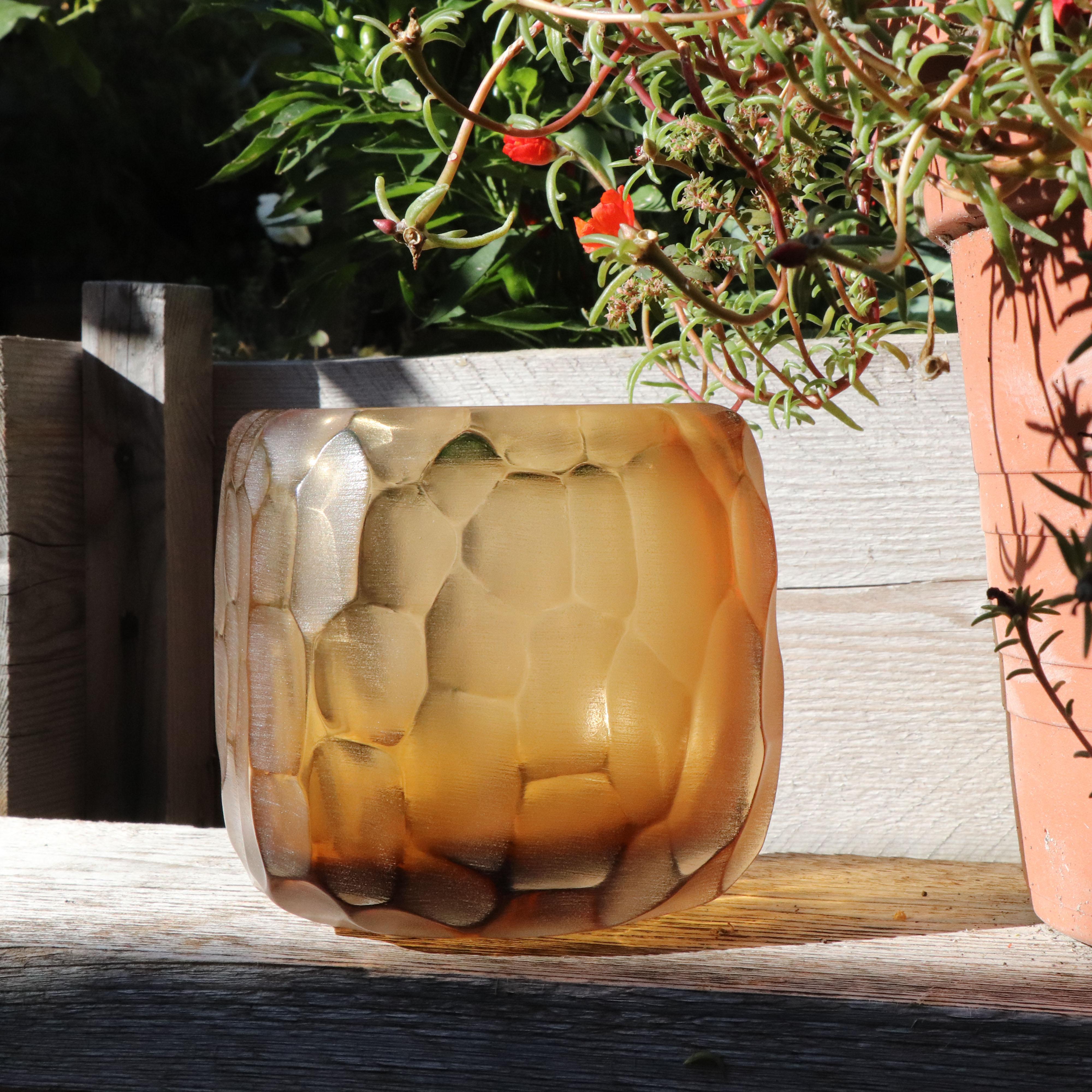 21st Century by Micheluzzi Glass Pozzo Honey Vase Handmade Murano Glass For Sale 1