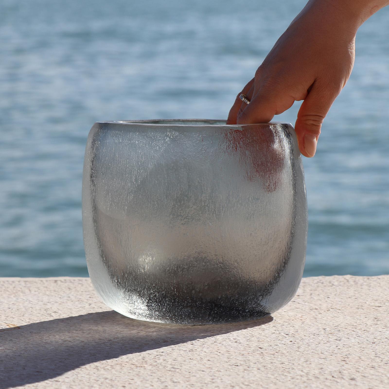 Modern 21st Century by Micheluzzi Glass Pozzo Silver Vase Handmade Murano Glass For Sale