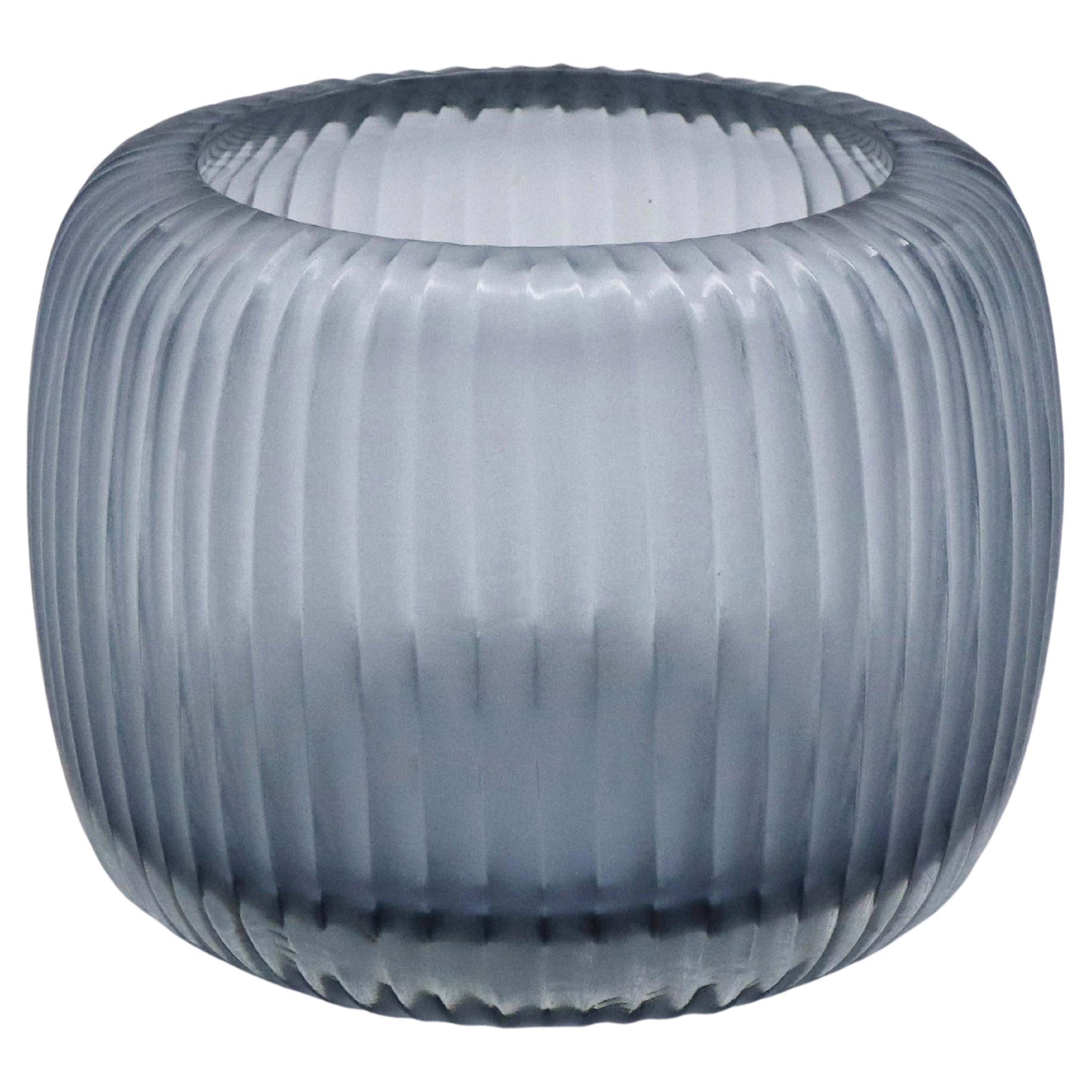 21st Century by Micheluzzi Glass Pozzo Silver Vase Handmade Murano Glass For Sale