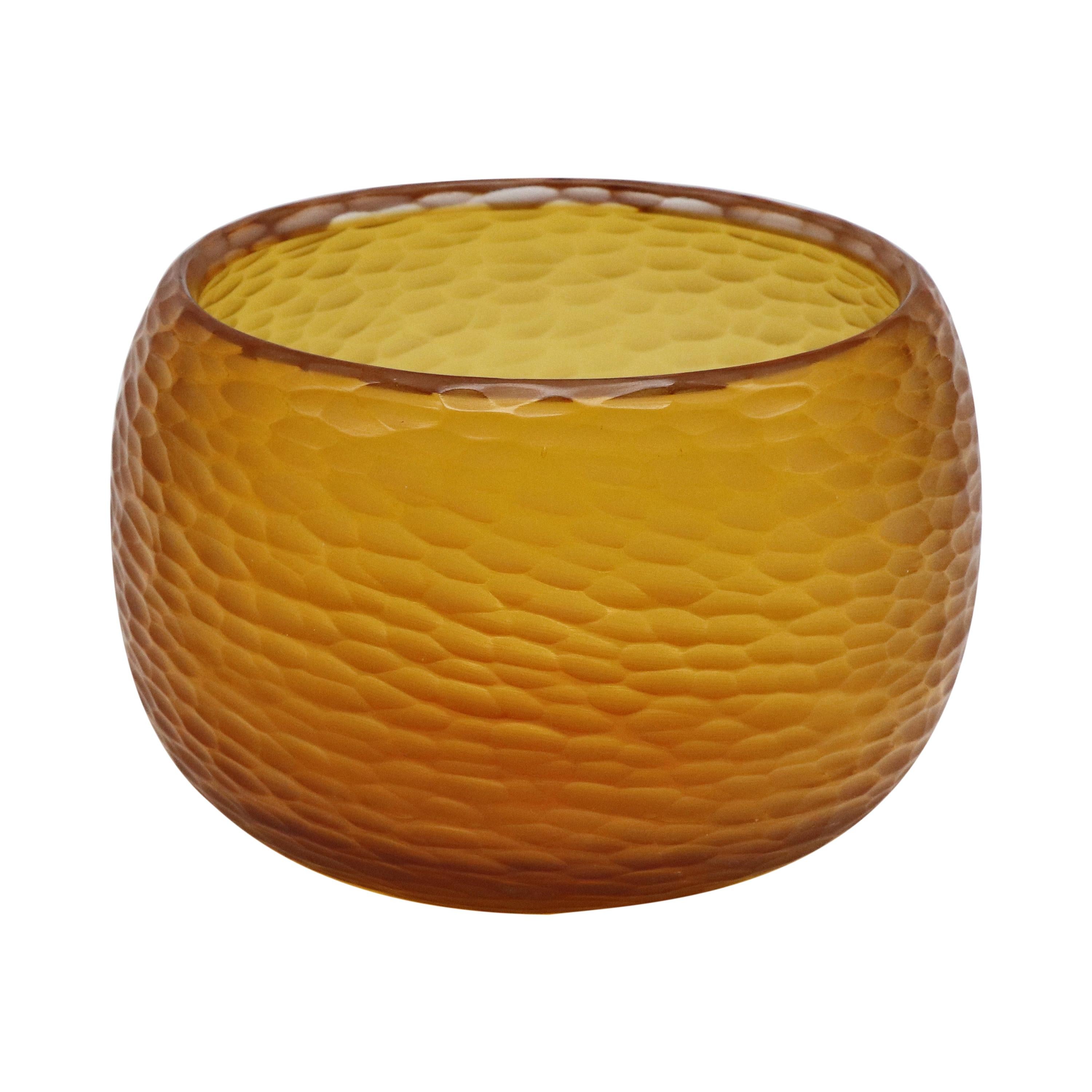 21st Century by Micheluzzi Glass Puffo Amber Vase Handmade Murano Glass For Sale