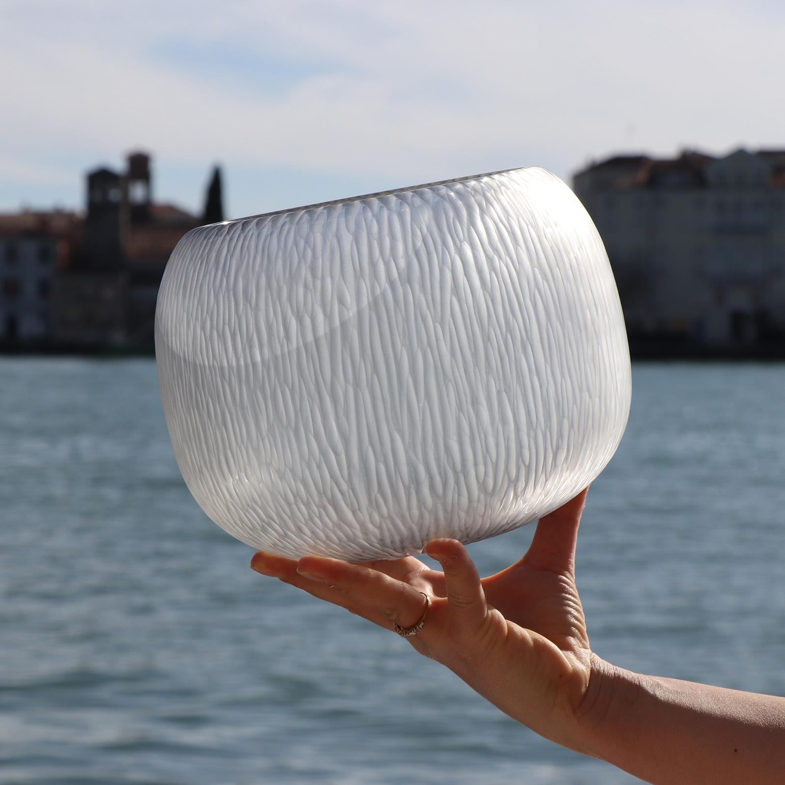 Italian 21st Century by Micheluzzi Glass Puffo Crystal Vase Handmade Murano Glass For Sale