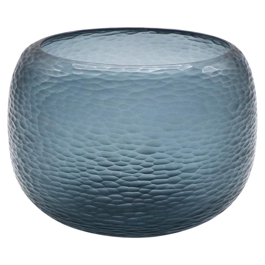21st Century by Micheluzzi Glass Puffo Dark Blue Vase Handmade Murano Glass