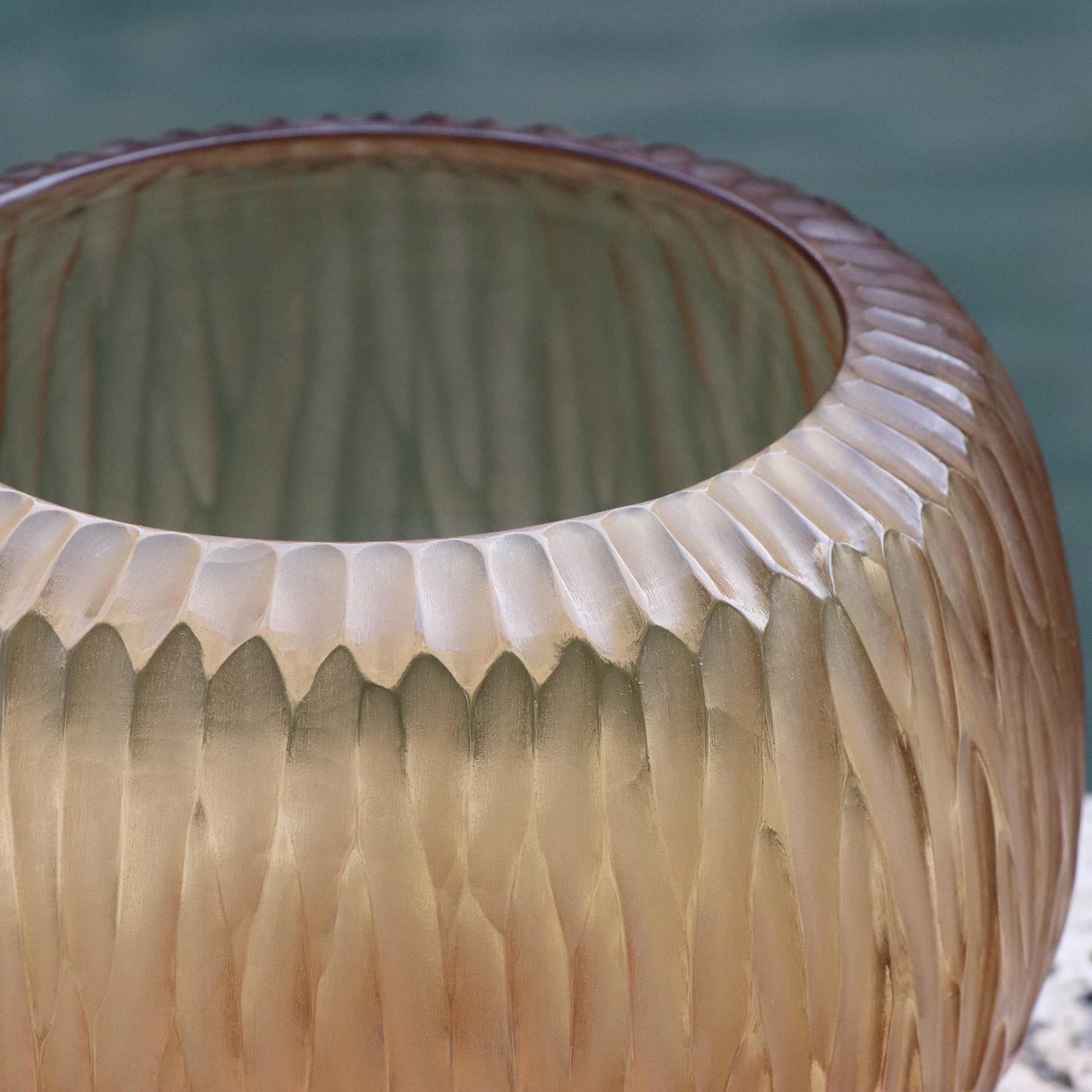 Modern 21st Century by Micheluzzi Glass Puffo Honey Vase Handmade Murano Glass