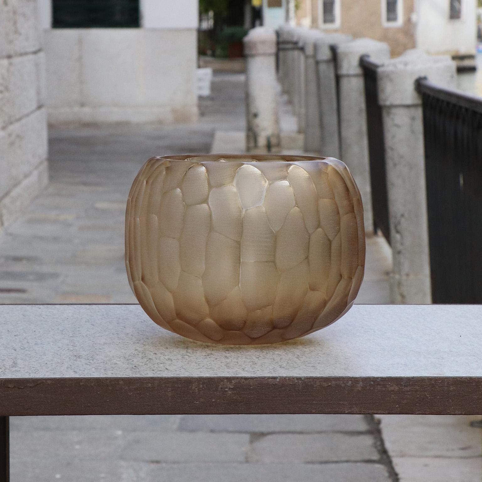 Italian 21st Century by Micheluzzi Glass Puffo Honey Vase Handmade Murano Glass