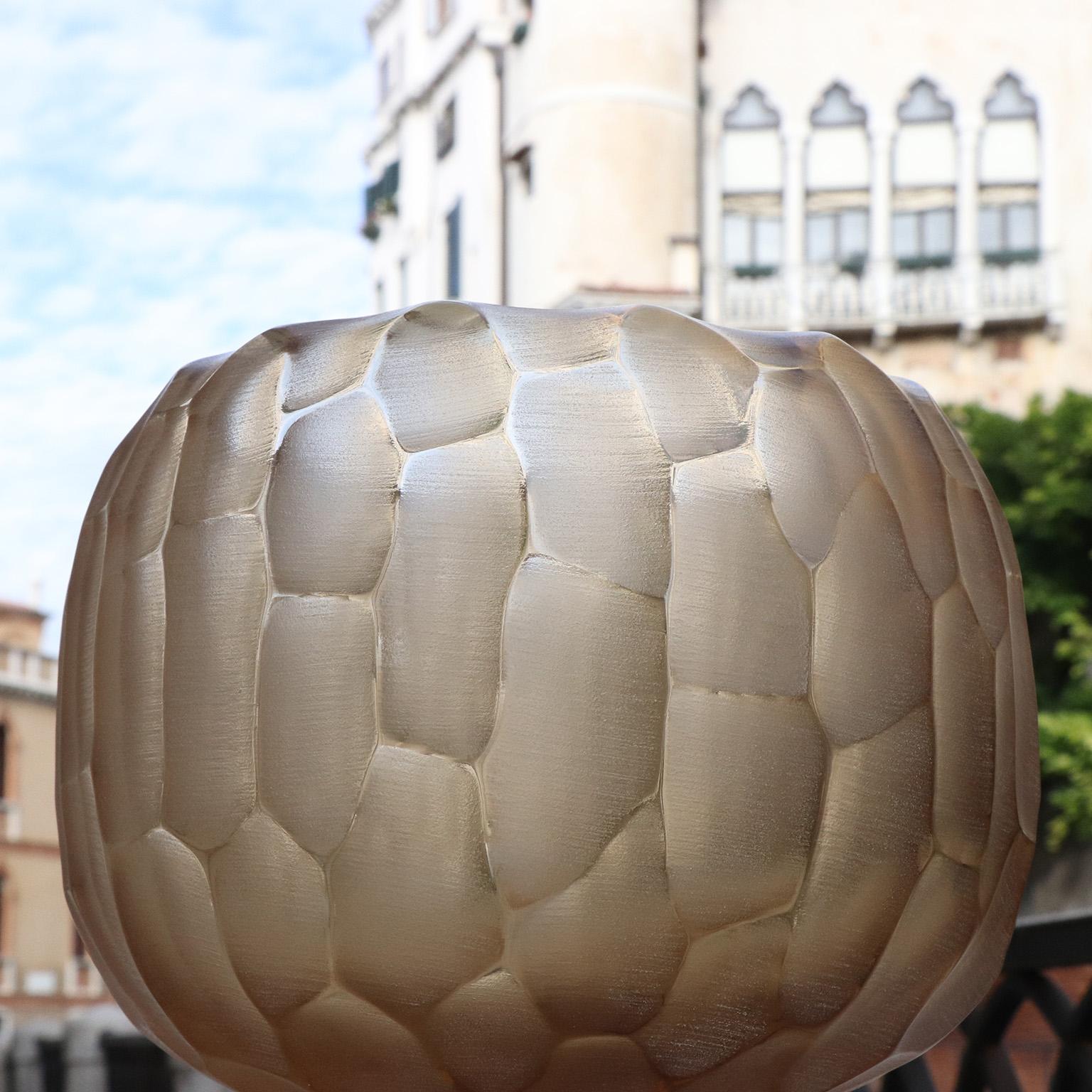 Hand-Carved 21st Century by Micheluzzi Glass Puffo Honey Vase Handmade Murano Glass