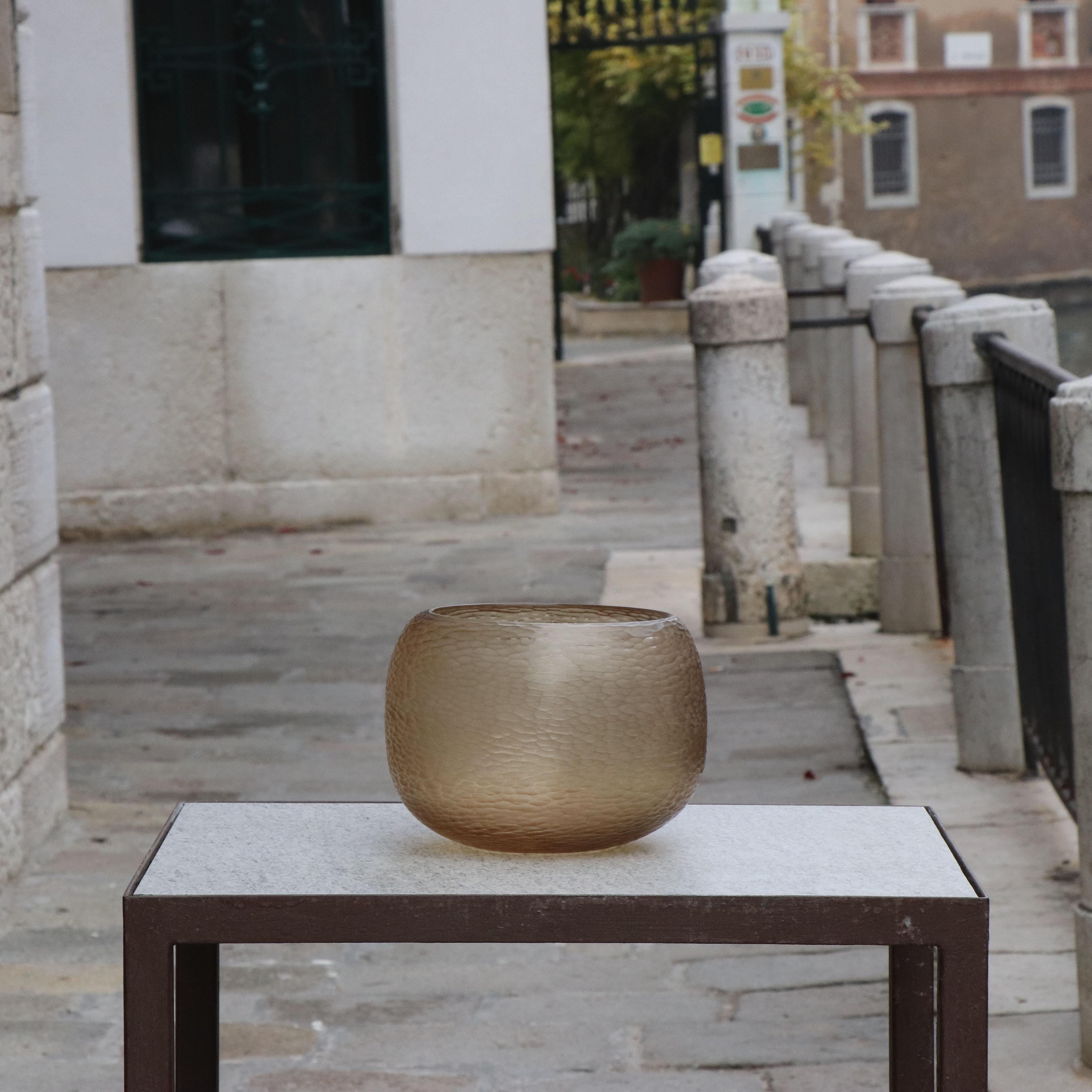 Hand-Carved 21st Century by Micheluzzi Glass Puffo Honey Vase Handmade Murano Glass