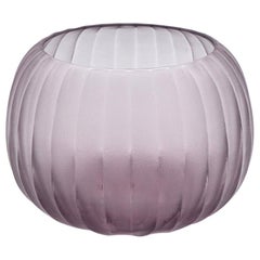21st Century by Micheluzzi Glass Puffo Light Amethyst Vase Handmade Murano Glass