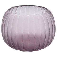 21st Century by Micheluzzi Glass Puffo Light Amethyst Vase Handmade Murano Glass