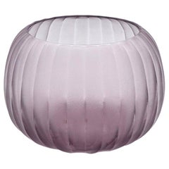 21st Century by Micheluzzi Glass Puffo Light Amethyst Vase Handmade Murano Glass