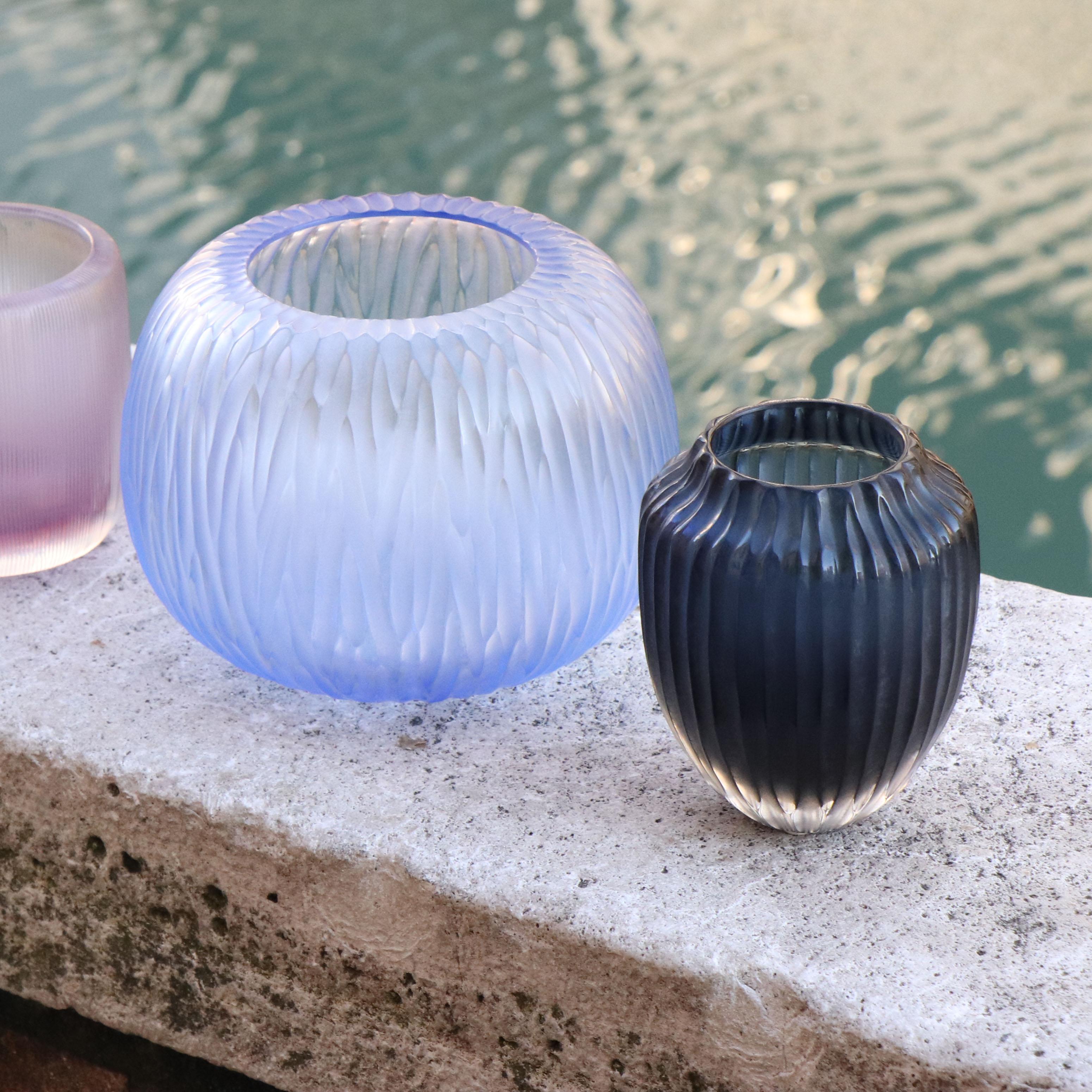 21st Century by Micheluzzi Glass Puffo Light Blue Vase Handmade Murano Glass In New Condition For Sale In Venice, IT
