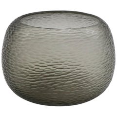21st Century by Micheluzzi Glass Puffo Silver Grey Vase Handmade Murano Glass