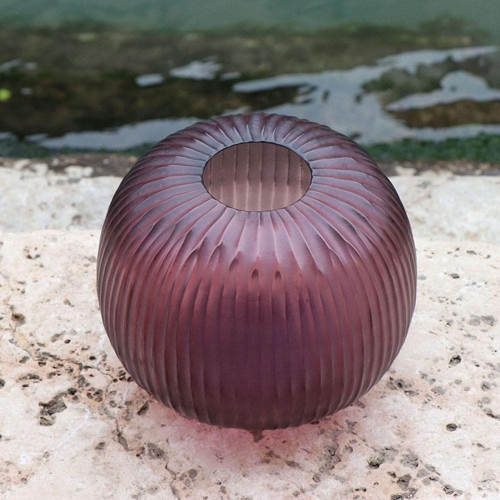 Modern 21st Century by Micheluzzi Glass Riccio Amethyst Vase Handmade Murano Glass