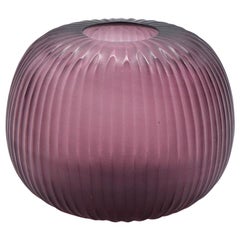 21st Century by Micheluzzi Glass Riccio Amethyst Vase Handmade Murano Glass