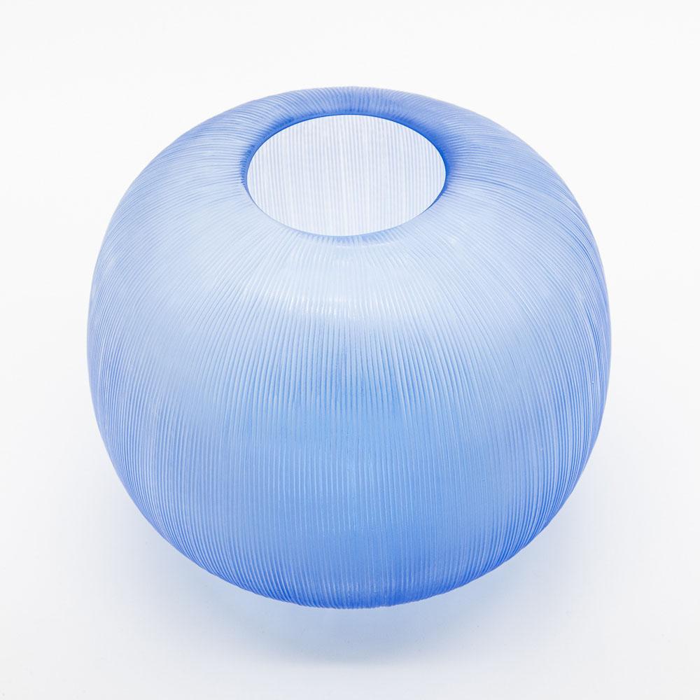 Modern 21st Century by Micheluzzi Glass Riccio Light Blue Vase Handmade Murano Glass
