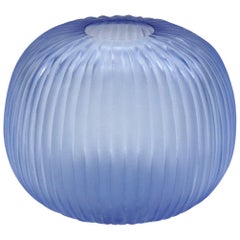 21st Century by Micheluzzi Glass Riccio Light Blue Vase Handmade Murano Glass