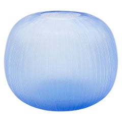 21st Century by Micheluzzi Glass Riccio Light Blue Vase Handmade Murano Glass