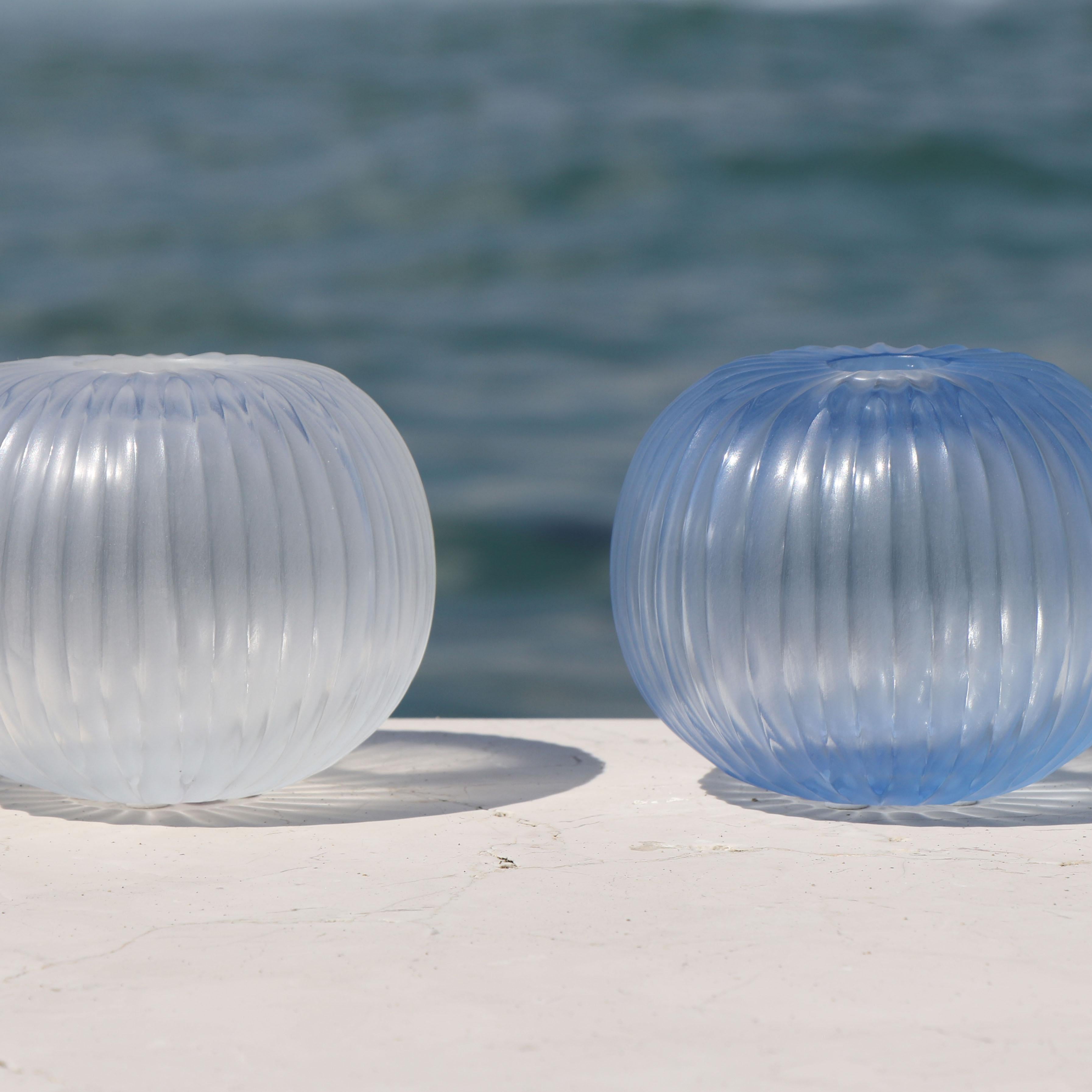 Contemporary 21st Century by Micheluzzi Glass Riccio Transparent Vase Handmade Murano Glass For Sale