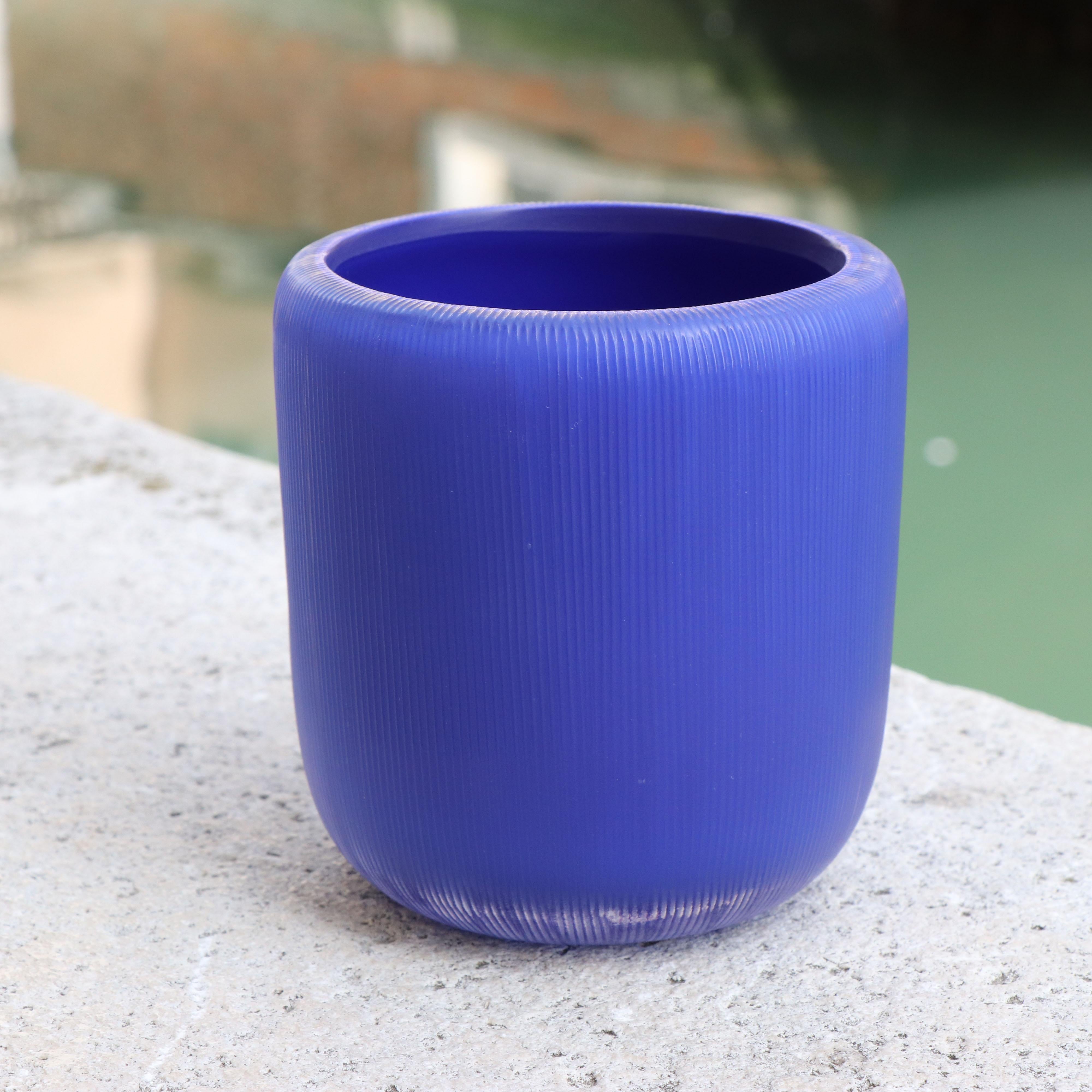 21st Century by Micheluzzi Glass Rullo Lapis Vase Handmade Murano Glass In New Condition For Sale In Venice, IT