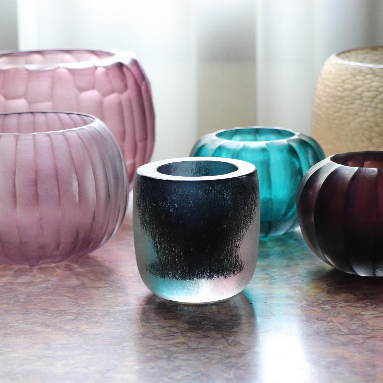 Italian 21st Century by Micheluzzi Glass Rullo Oceano Vase Handmade Murano Glass For Sale