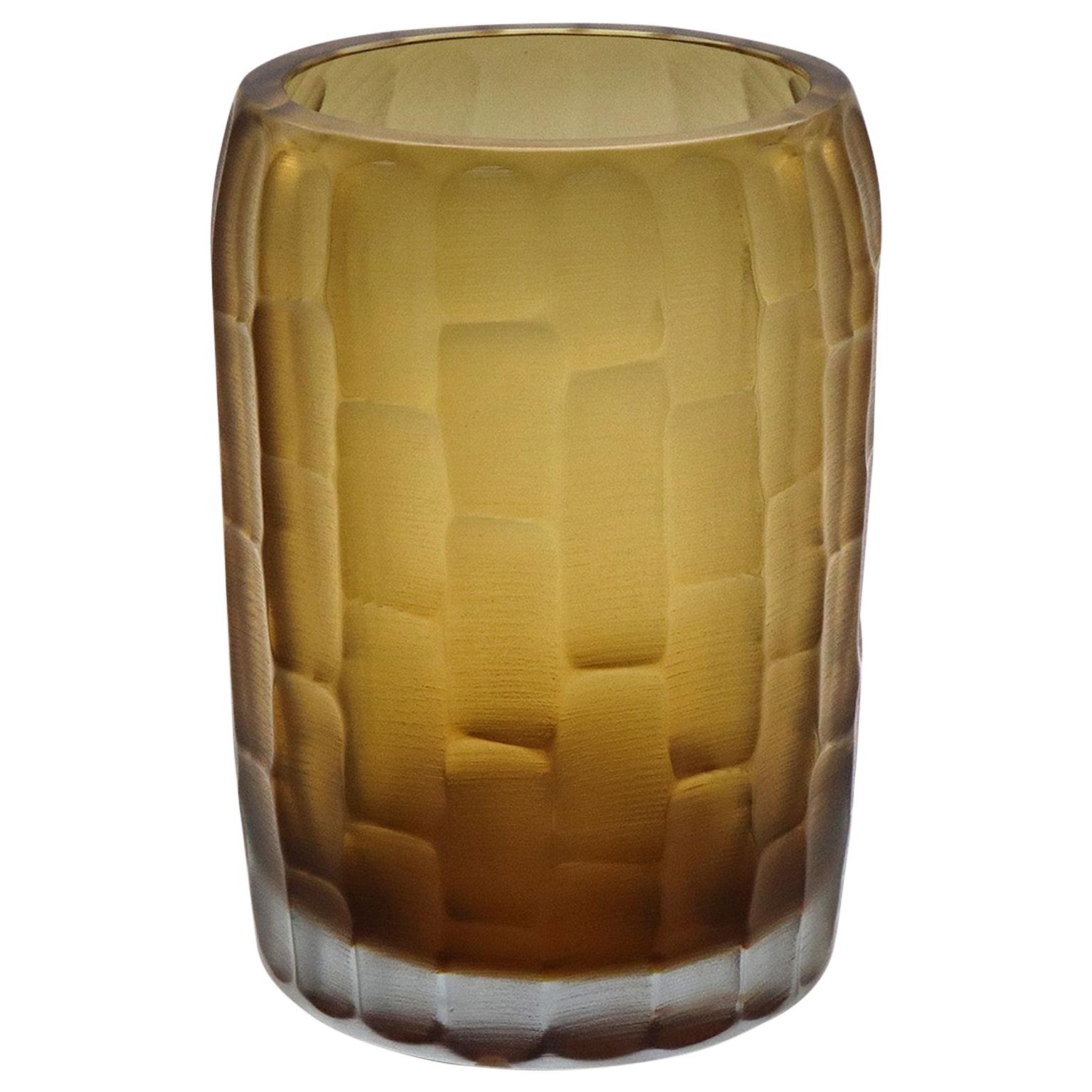 21st Century by Micheluzzi Glass Rullo Tall Honey Vase Handmade Murano Glass For Sale