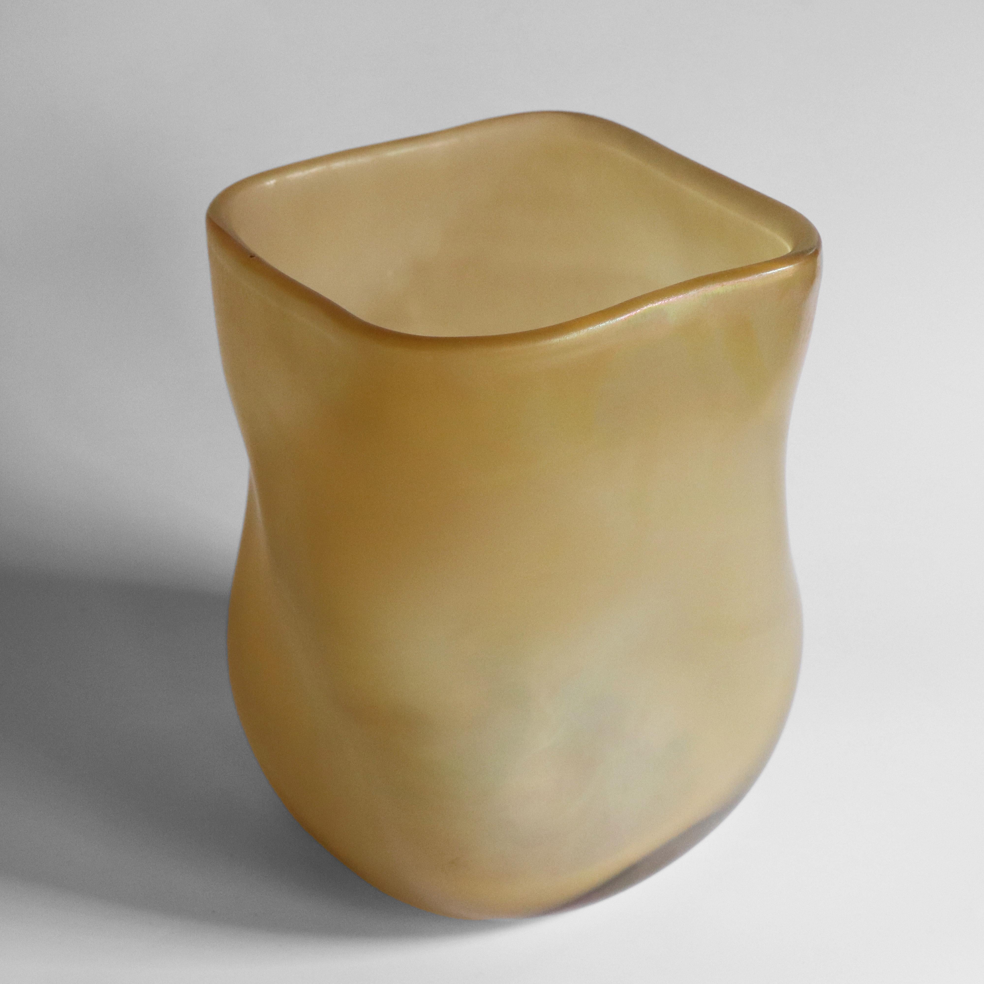 Hand-Crafted 21st Century by Micheluzzi Glass Sacco Honey Vase Handmade Murano Glass