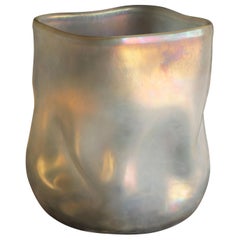 21st Century by Micheluzzi Glass Sacco Pale Gold Vase Handmade Murano Glass