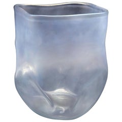 21st Century by Micheluzzi Glass Sacco Silver Grey Vase Handmade Murano Glass