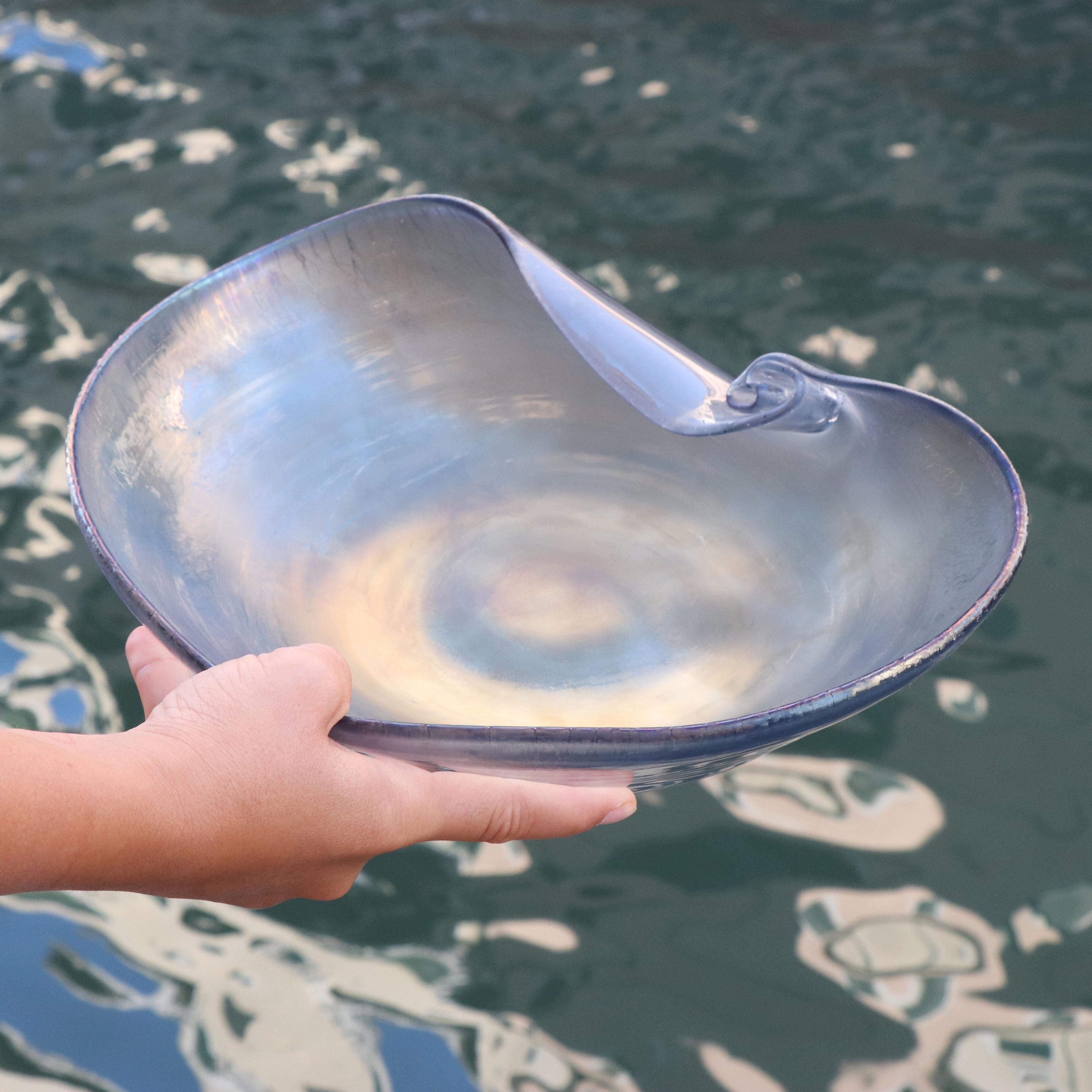21st Century by Micheluzzi Glass Seashell Ocean Blue Handmade Murano Glass In New Condition For Sale In Venice, IT