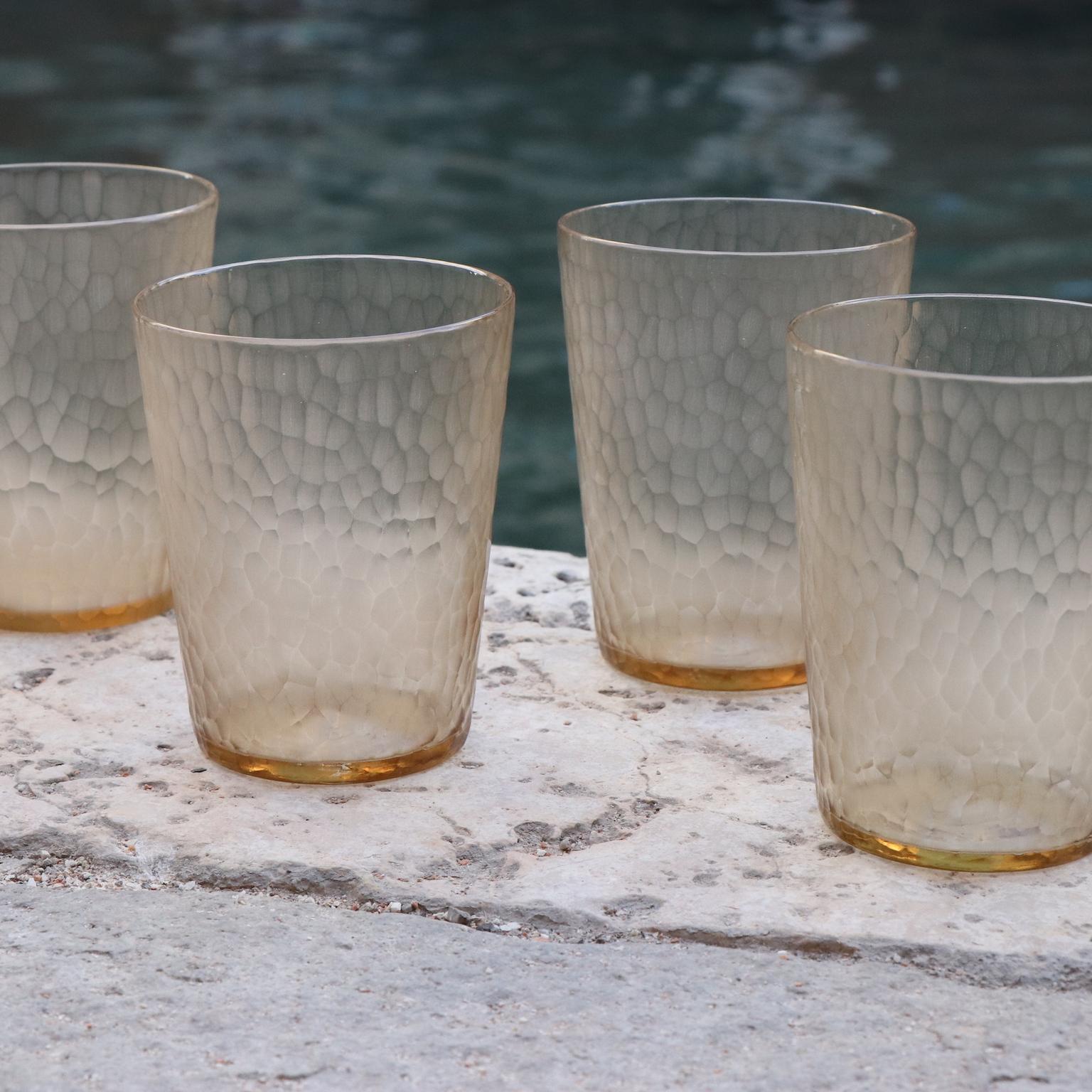 Modern 21st Century by Micheluzzi Glass, Six Glasses Handmade Murano Glass, Glassware For Sale