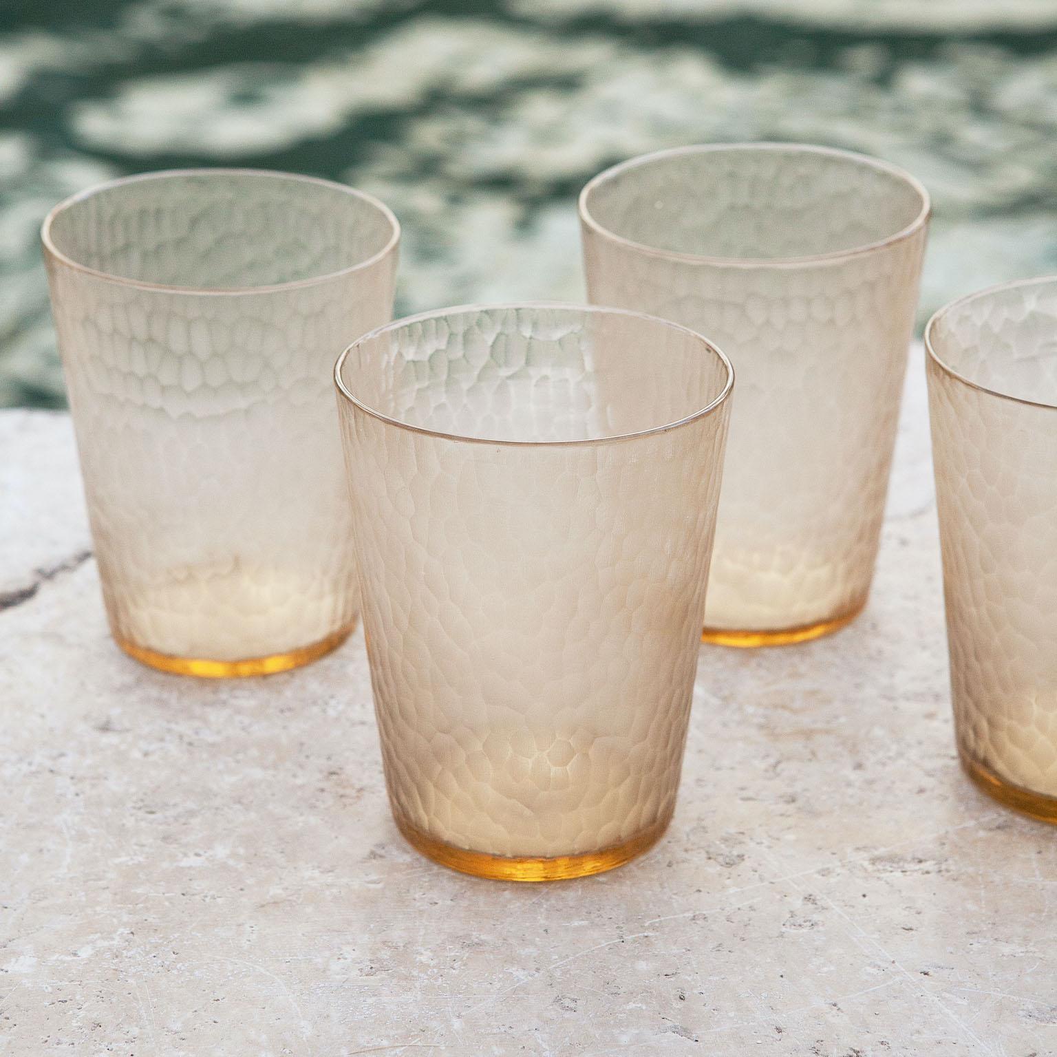 Contemporary 21st Century by Micheluzzi Glass, Six Glasses Handmade Murano Glass, Glassware For Sale