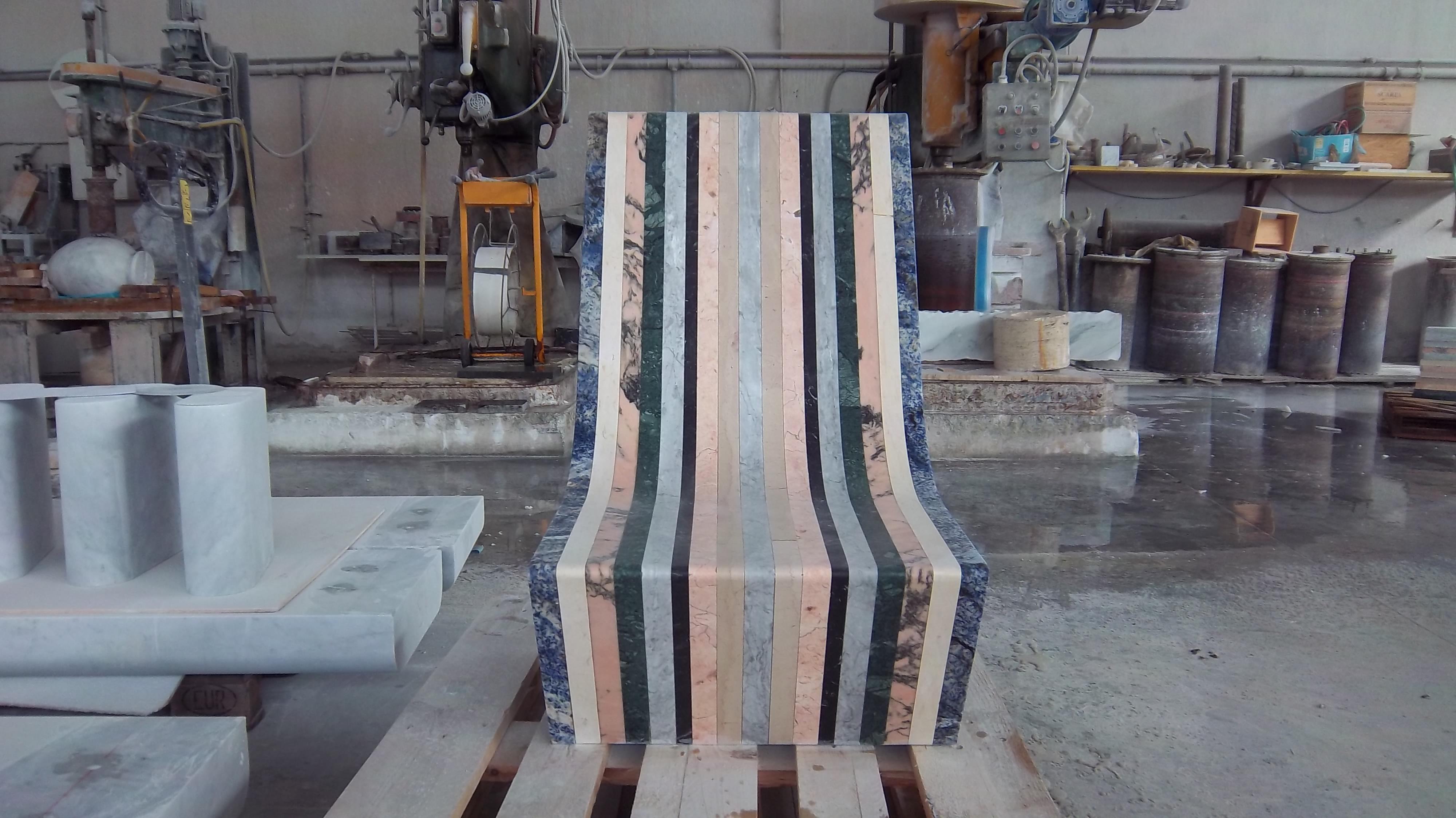 21st Century by M.Nocchi e A.Tazzini Recycled Polichrome Marble Bench Matrioska For Sale 4