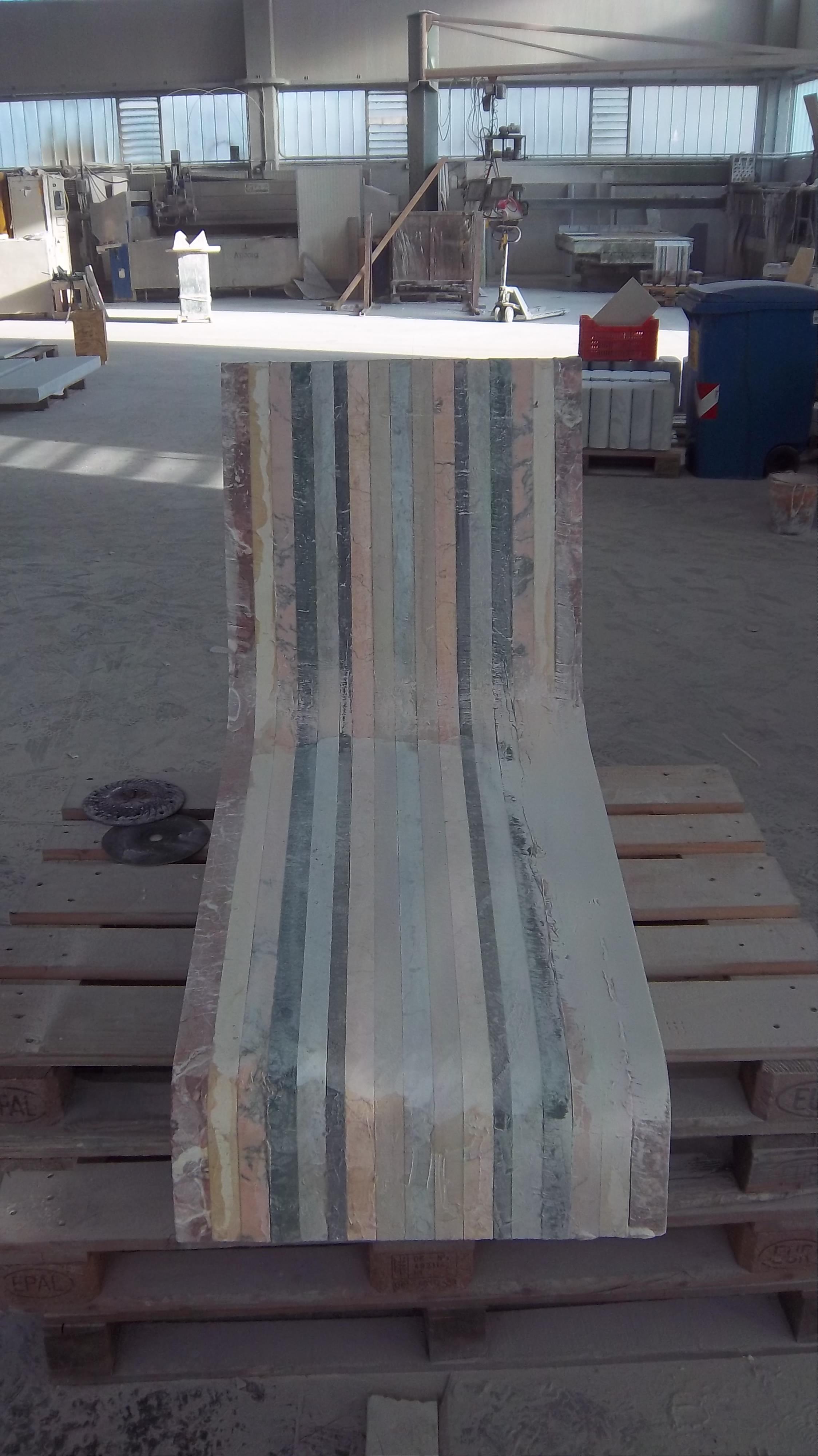 21st Century by M.Nocchi e A.Tazzini Recycled Polichrome Marble Bench Matrioska For Sale 1