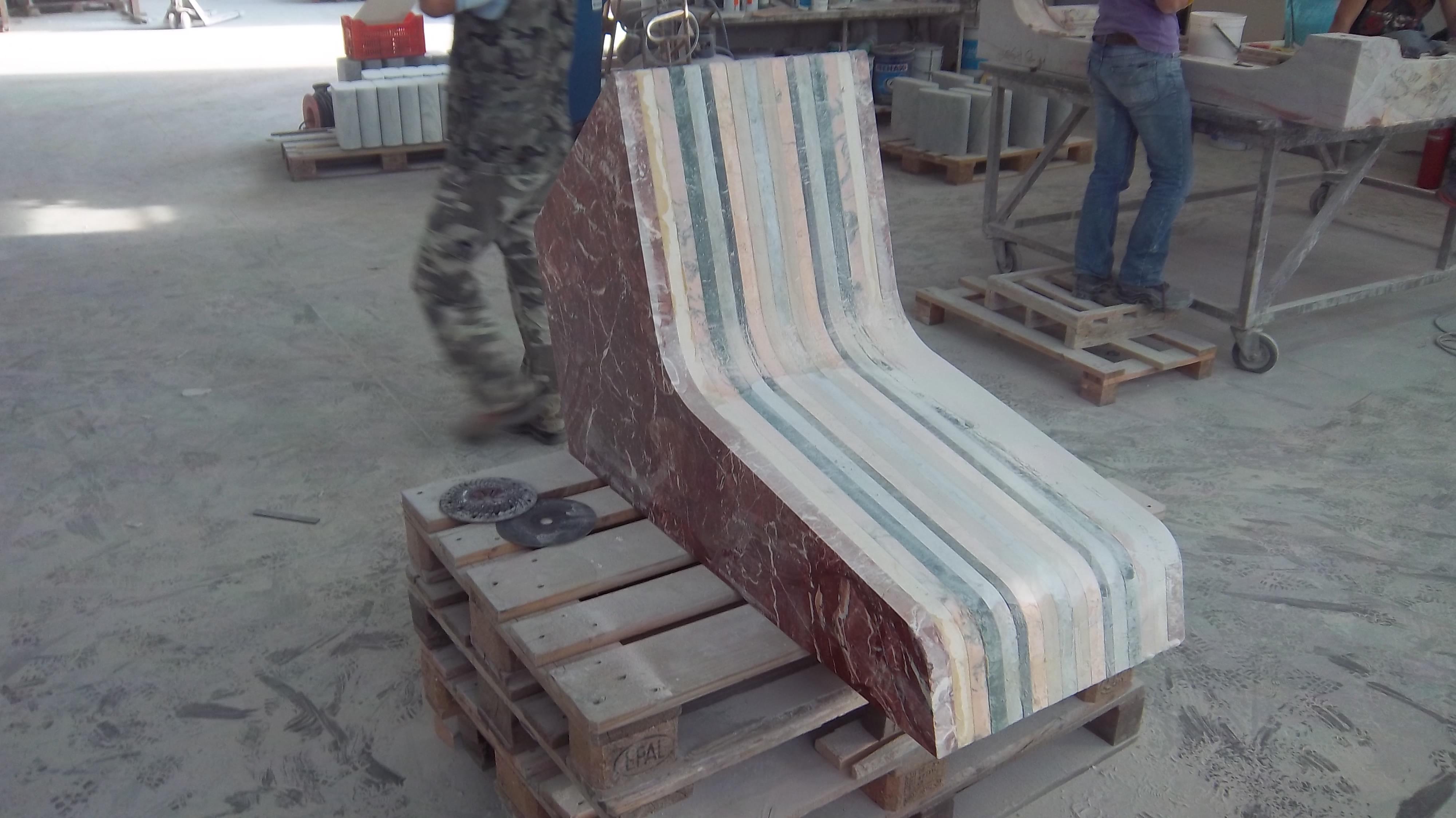 21st Century by M.Nocchi e A.Tazzini Recycled Polichrome Marble Bench Matrioska For Sale 2