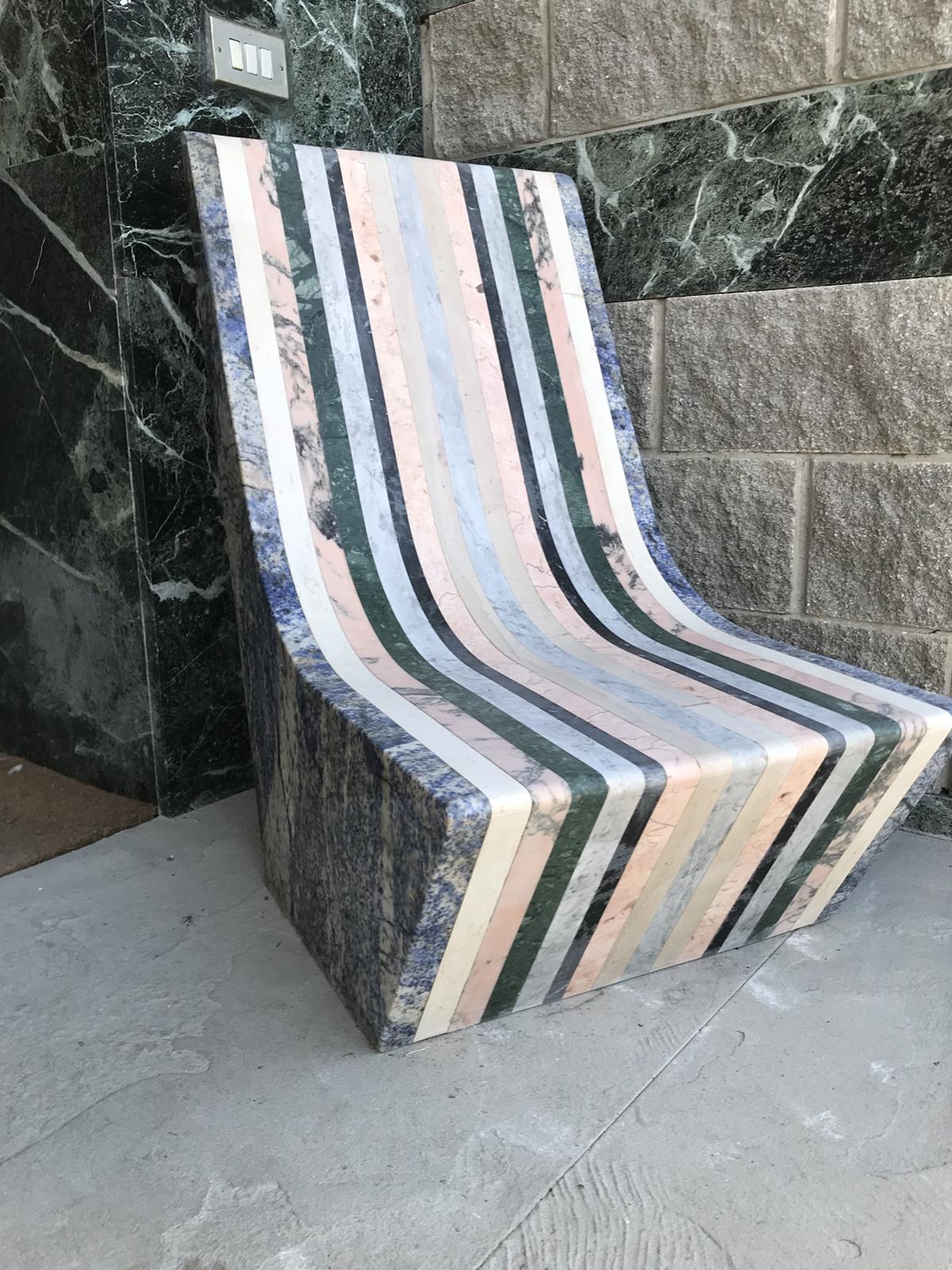 Modern 21st Century by M.Nocchi e A.Tazzini Recycled Polichrome Marble Bench Matrioska For Sale