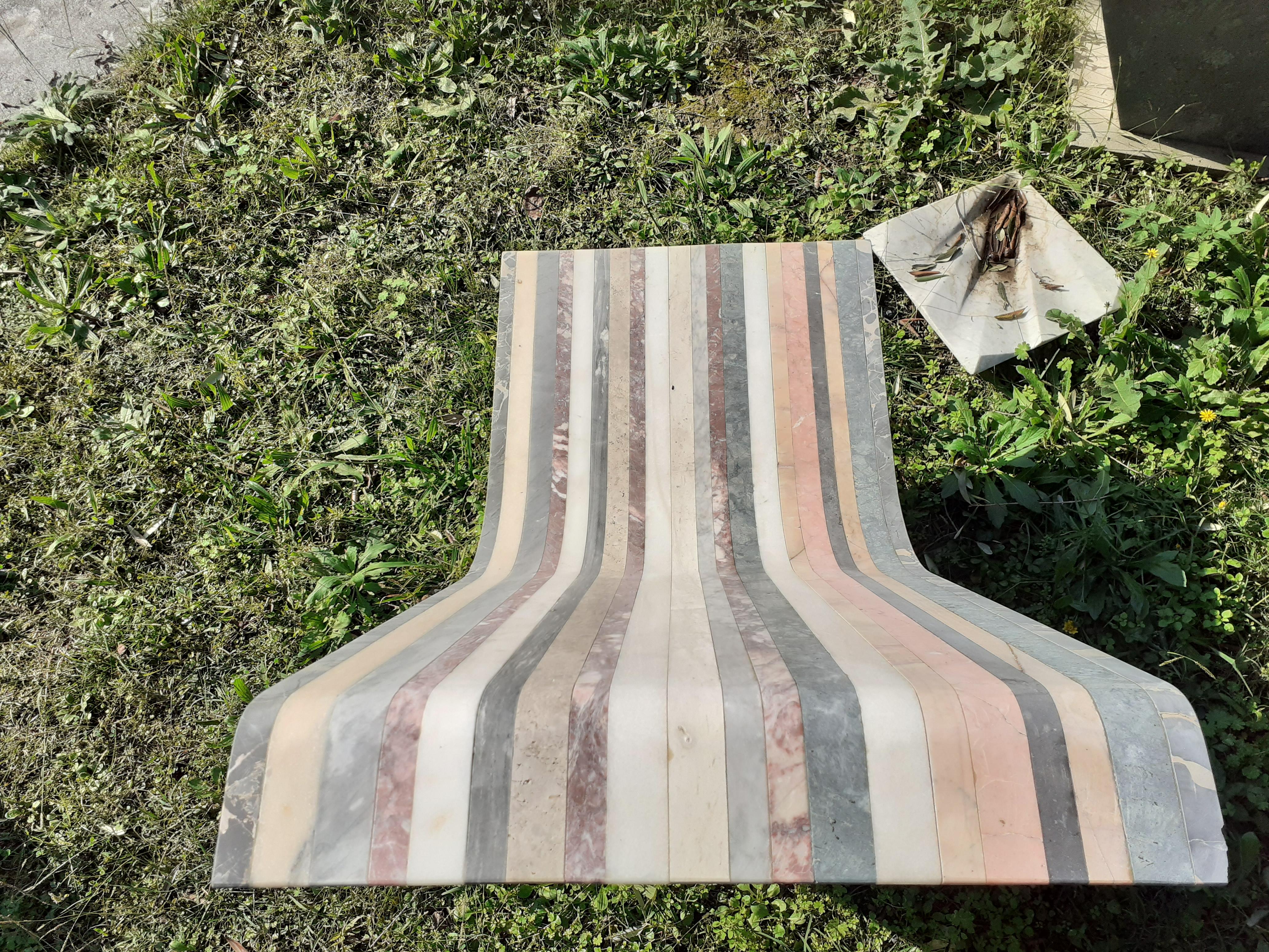 Hand-Crafted 21st Century by M.Nocchi e A.Tazzini Recycled Polichrome Marble Bench Matrioska For Sale