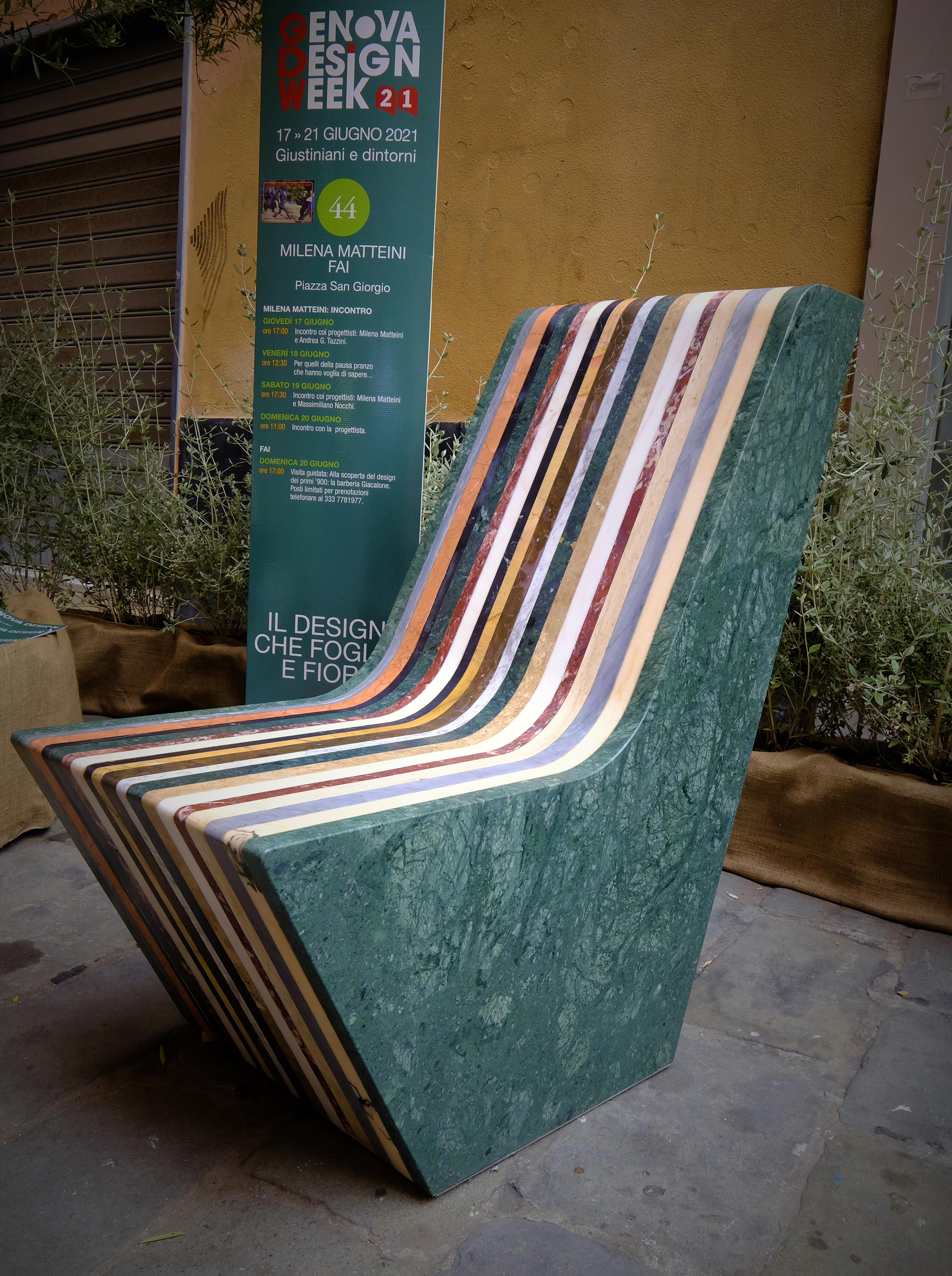 Italian 21st Century by M.Nocchi e A.Tazzini Recycled Polichrome Marble Bench Matrioska For Sale