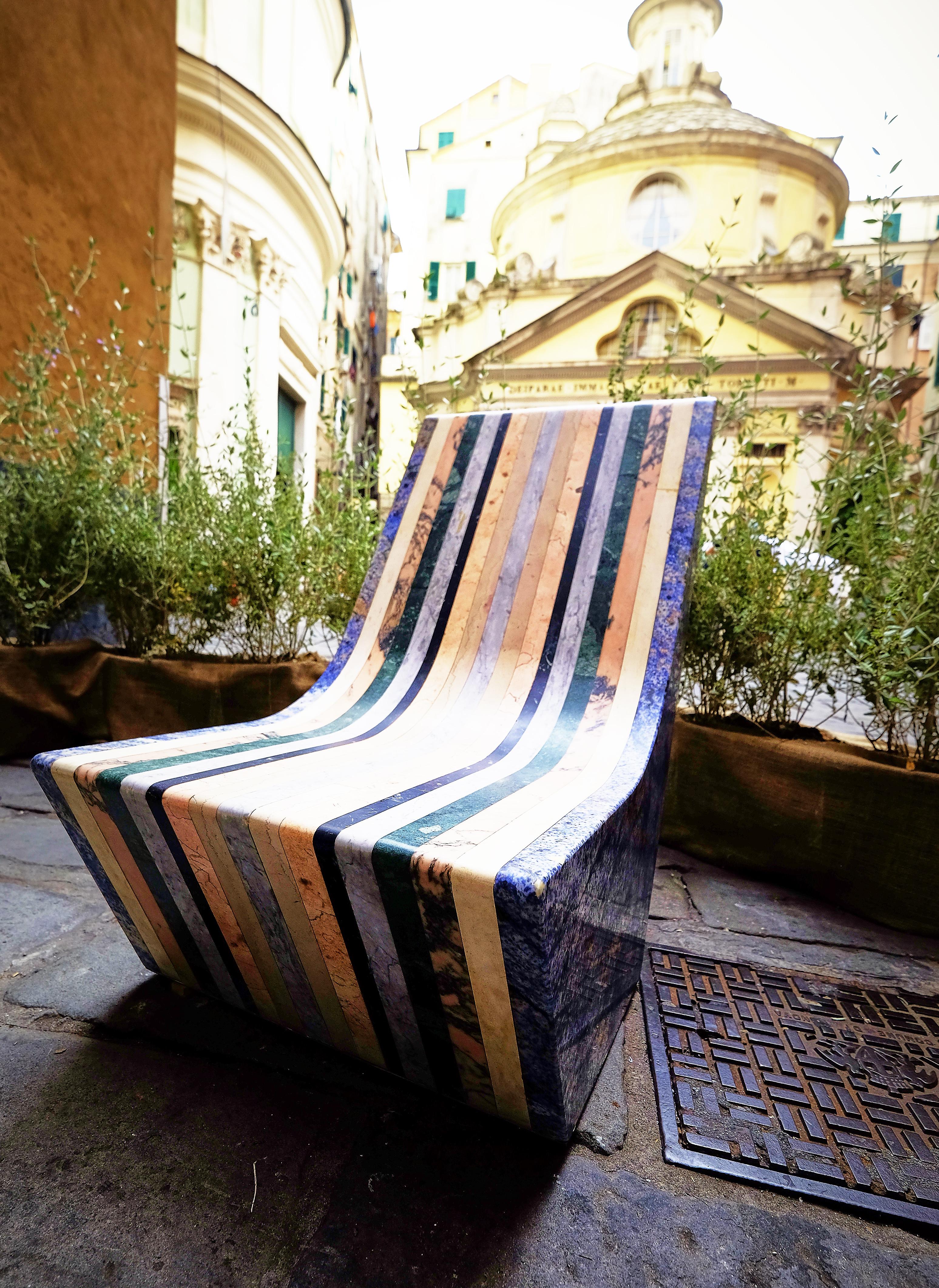 21st Century by M.Nocchi e A.Tazzini Banc en marbre polychrome recyclé Matrioska en vente 1