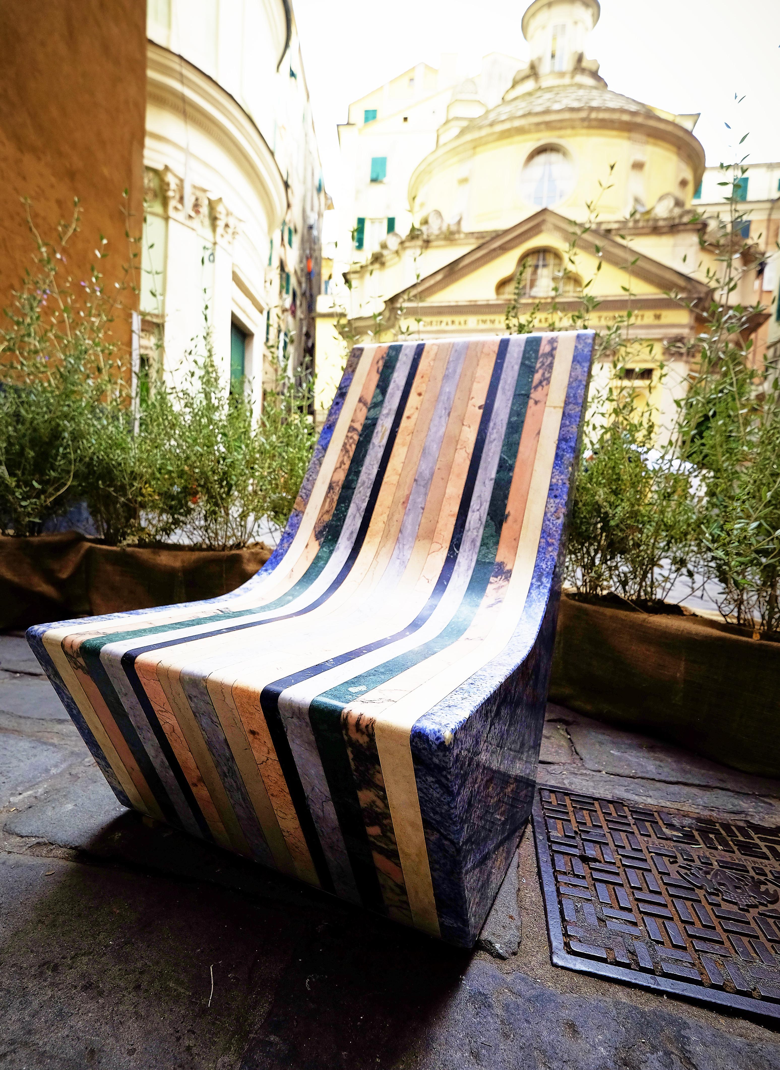 21st Century by M.Nocchi e A.Tazzini Recycled Polichrome Marble Bench Matrioska For Sale 1